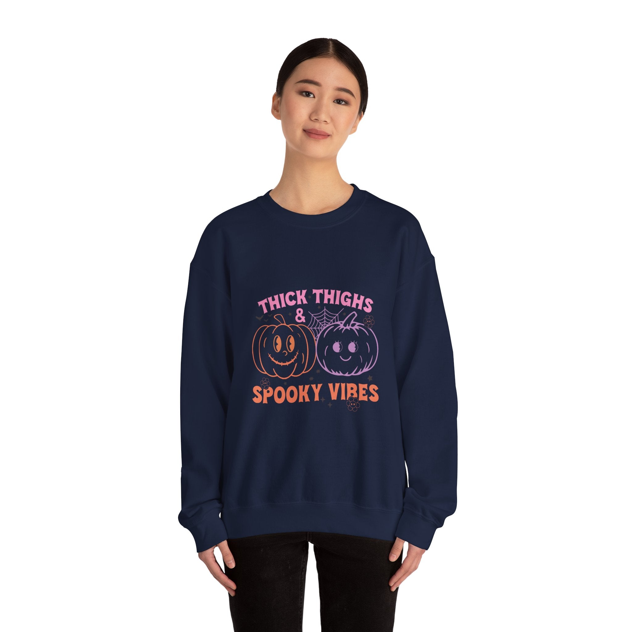Spooky Vibes Sweatshirt, Pumpkin Crewneck, Halloween Apparel, Cozy Fall Fashion, Unisex Casual Wear, Perfect for Halloween Parties
