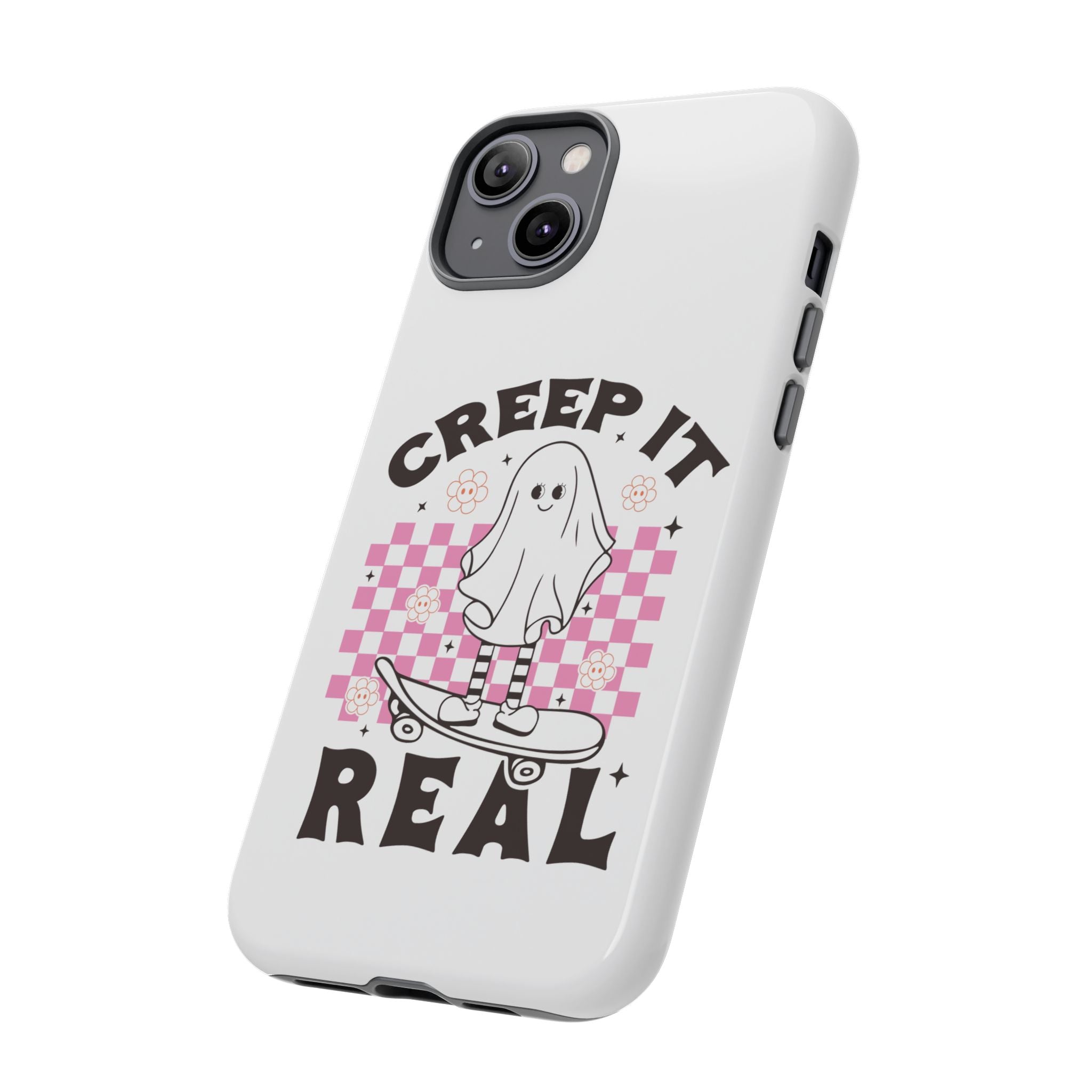 Cute Ghost Phone Case - Creep It Real, Halloween Accessories, Skateboard Theme, Kawaii Gift, Fun Phone Cover
