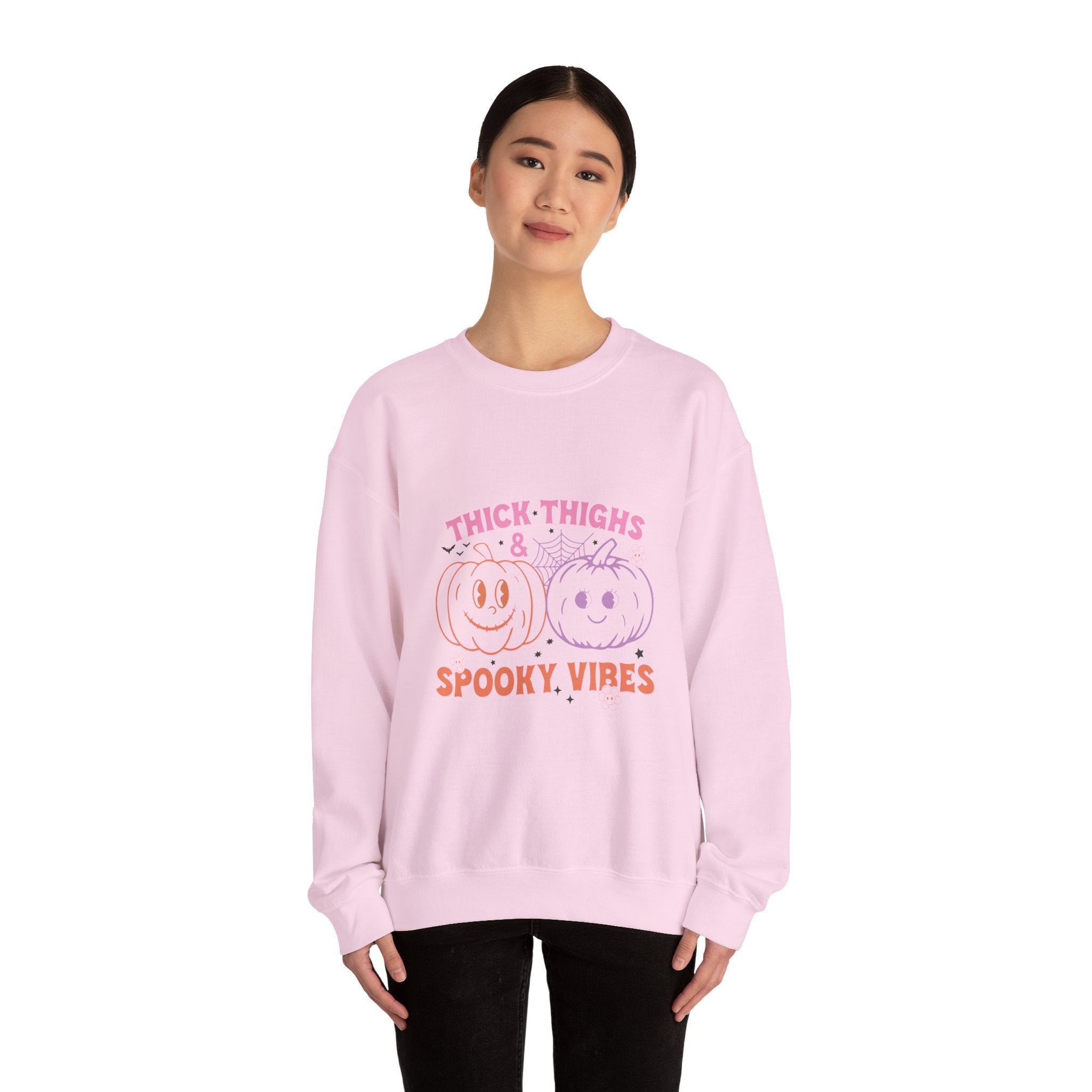 Spooky Vibes Sweatshirt, Pumpkin Crewneck, Halloween Apparel, Cozy Fall Fashion, Unisex Casual Wear, Perfect for Halloween Parties