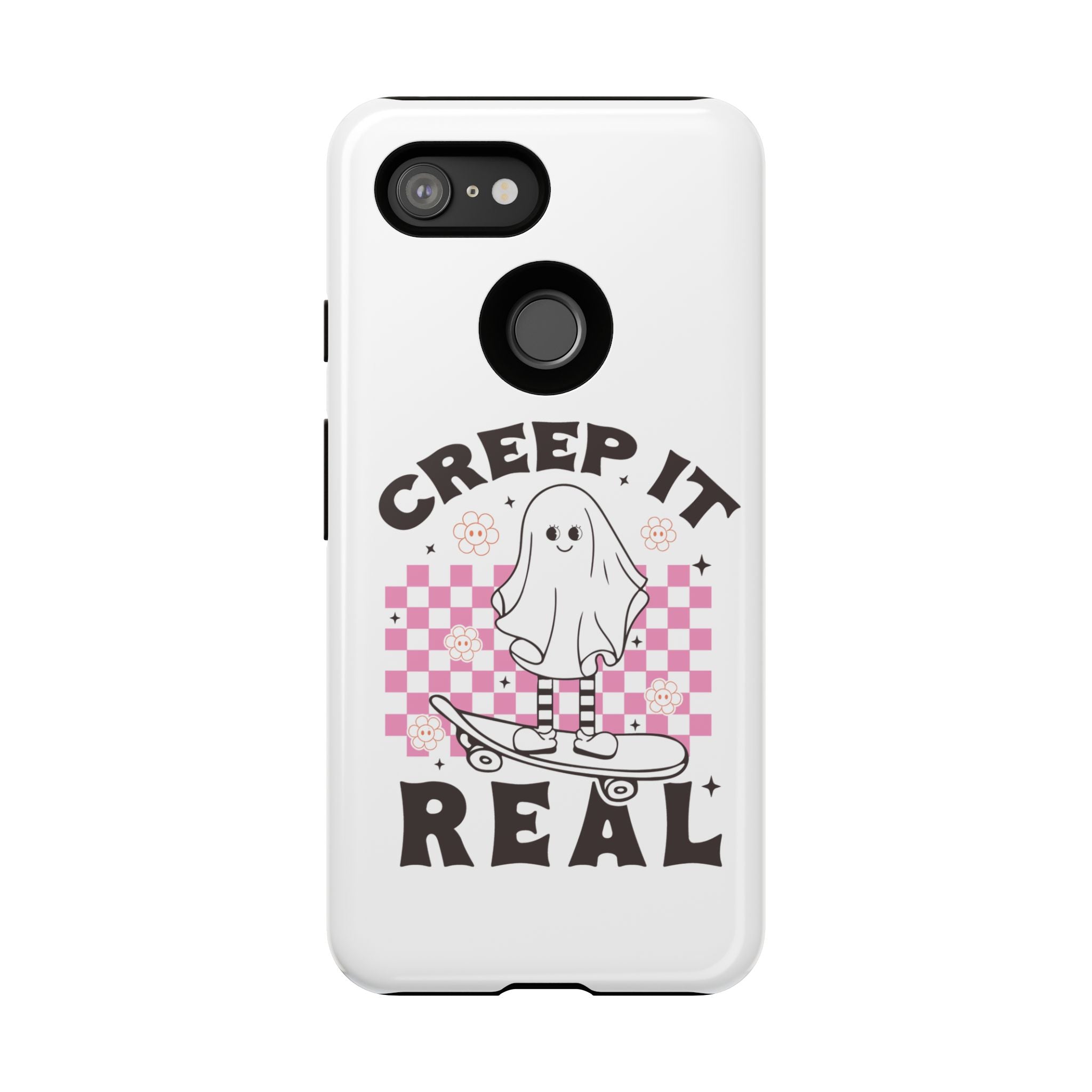 Cute Ghost Phone Case - Creep It Real, Halloween Accessories, Skateboard Theme, Kawaii Gift, Fun Phone Cover