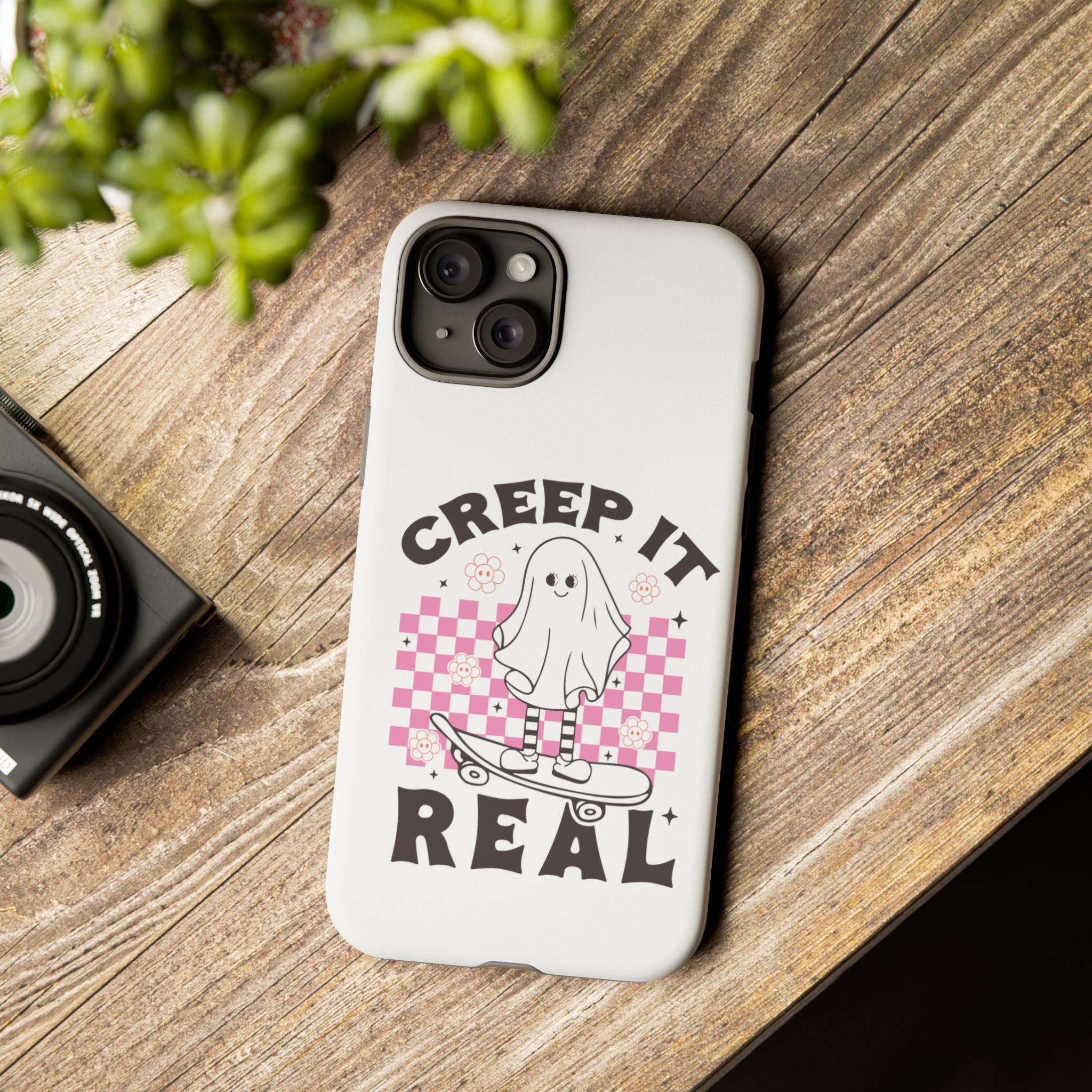 Cute Ghost Phone Case - Creep It Real, Halloween Accessories, Skateboard Theme, Kawaii Gift, Fun Phone Cover