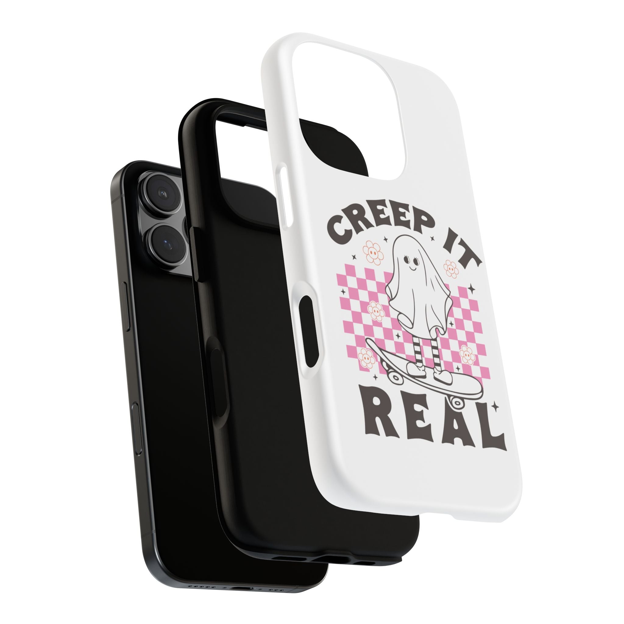 Cute Ghost Phone Case - Creep It Real, Halloween Accessories, Skateboard Theme, Kawaii Gift, Fun Phone Cover