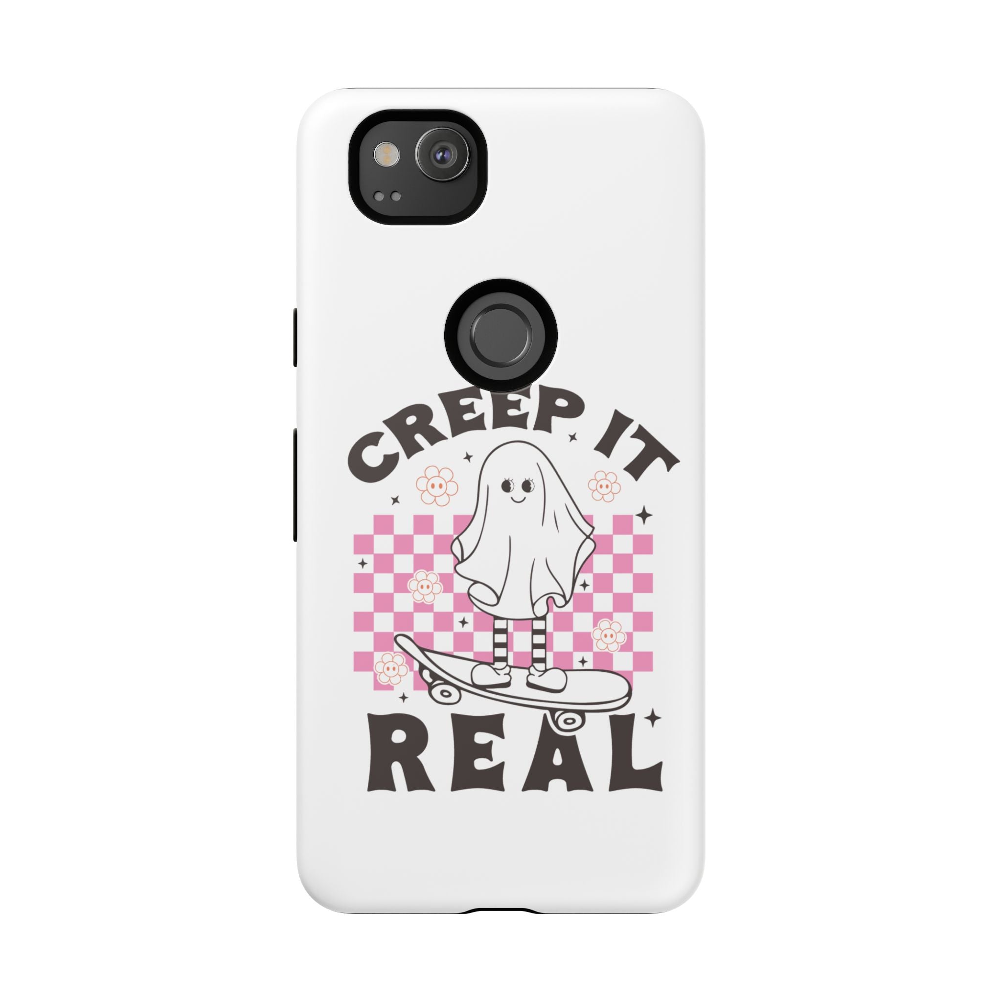 Cute Ghost Phone Case - Creep It Real, Halloween Accessories, Skateboard Theme, Kawaii Gift, Fun Phone Cover