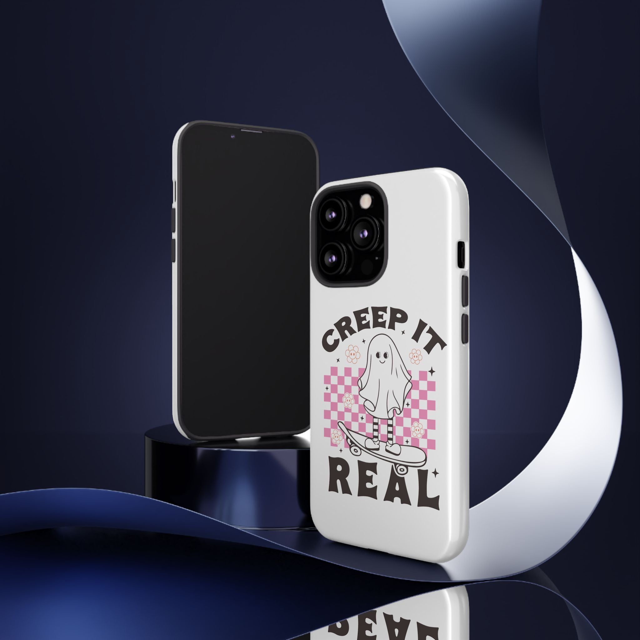 Cute Ghost Phone Case - Creep It Real, Halloween Accessories, Skateboard Theme, Kawaii Gift, Fun Phone Cover