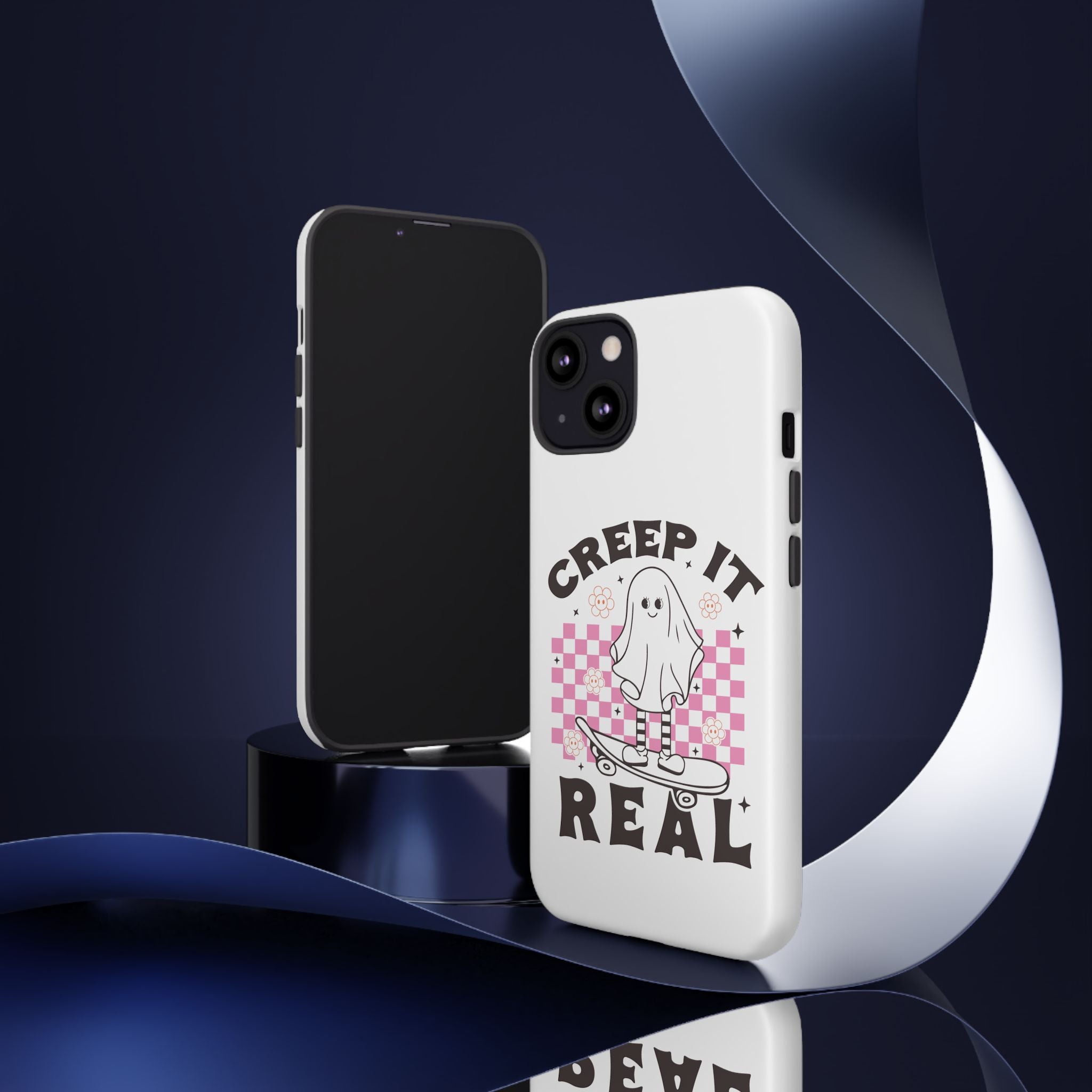 Cute Ghost Phone Case - Creep It Real, Halloween Accessories, Skateboard Theme, Kawaii Gift, Fun Phone Cover