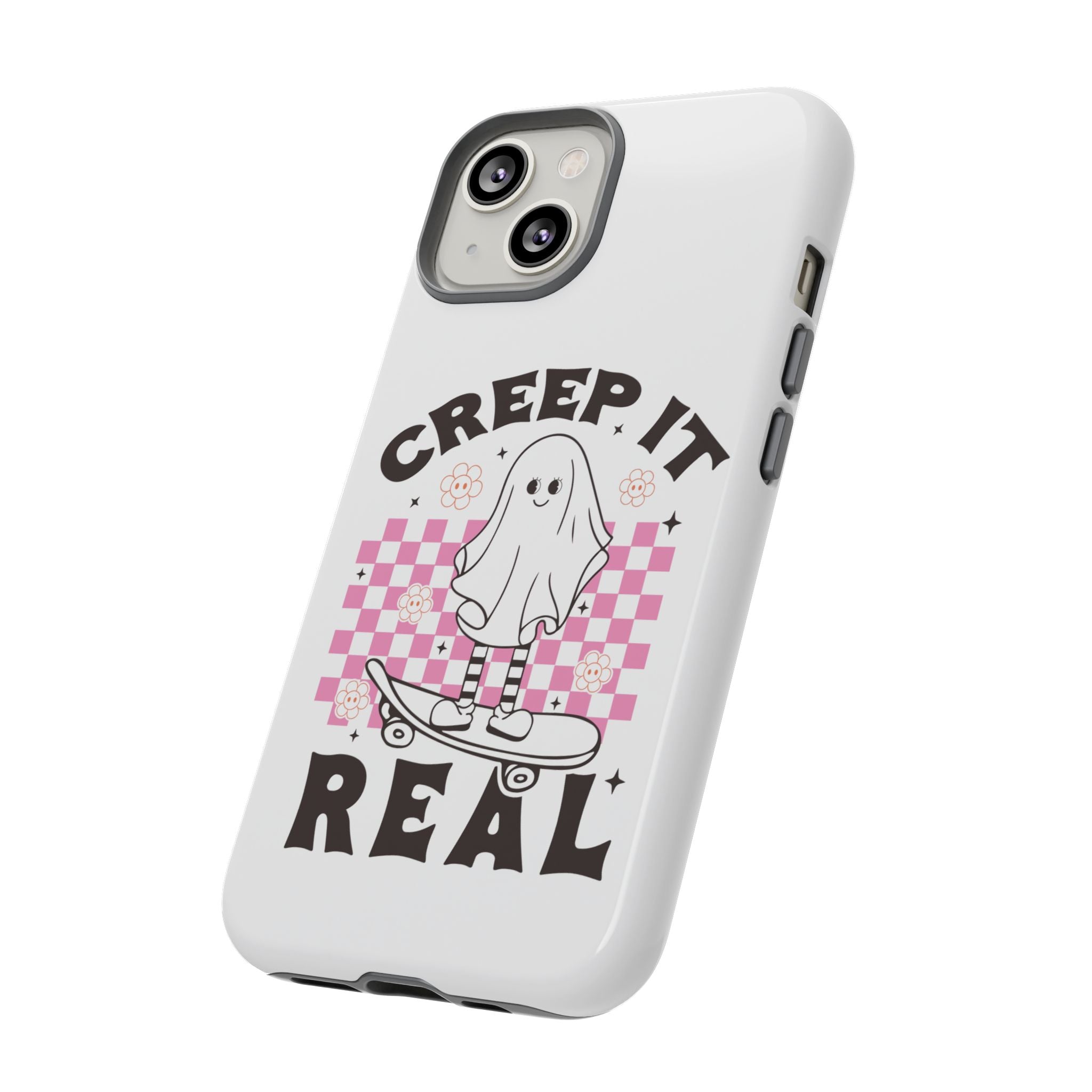 Cute Ghost Phone Case - Creep It Real, Halloween Accessories, Skateboard Theme, Kawaii Gift, Fun Phone Cover