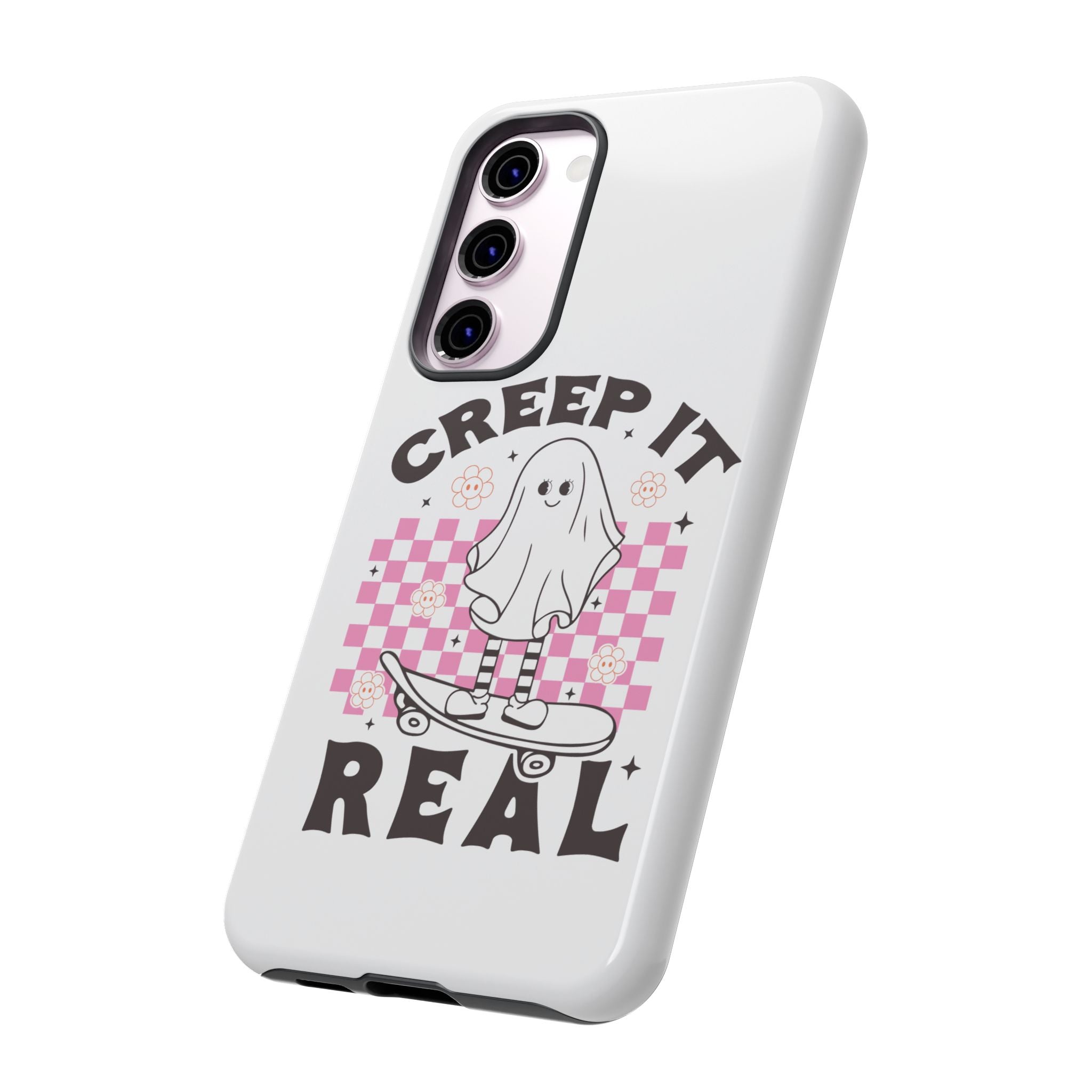 Cute Ghost Phone Case - Creep It Real, Halloween Accessories, Skateboard Theme, Kawaii Gift, Fun Phone Cover