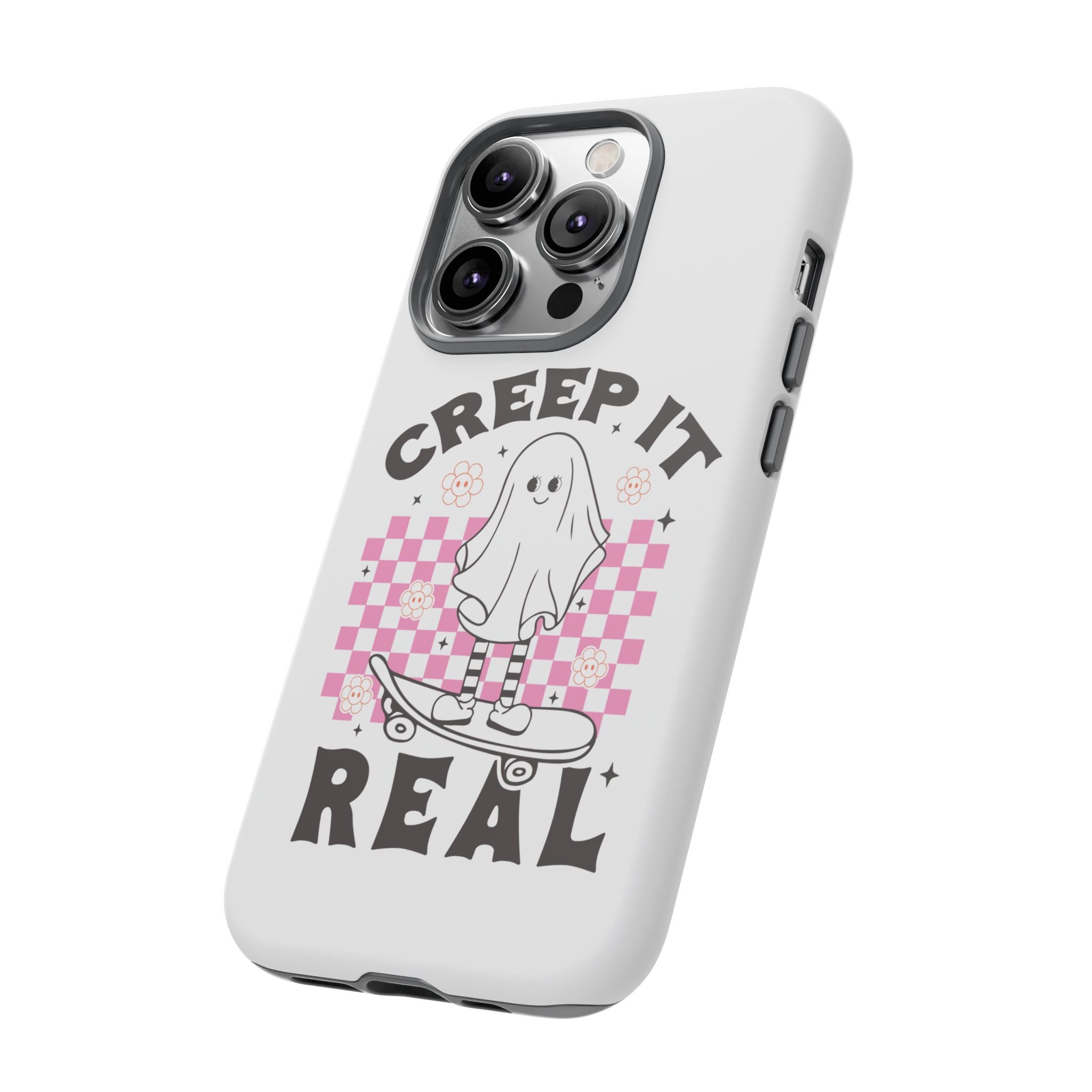 Cute Ghost Phone Case - Creep It Real, Halloween Accessories, Skateboard Theme, Kawaii Gift, Fun Phone Cover