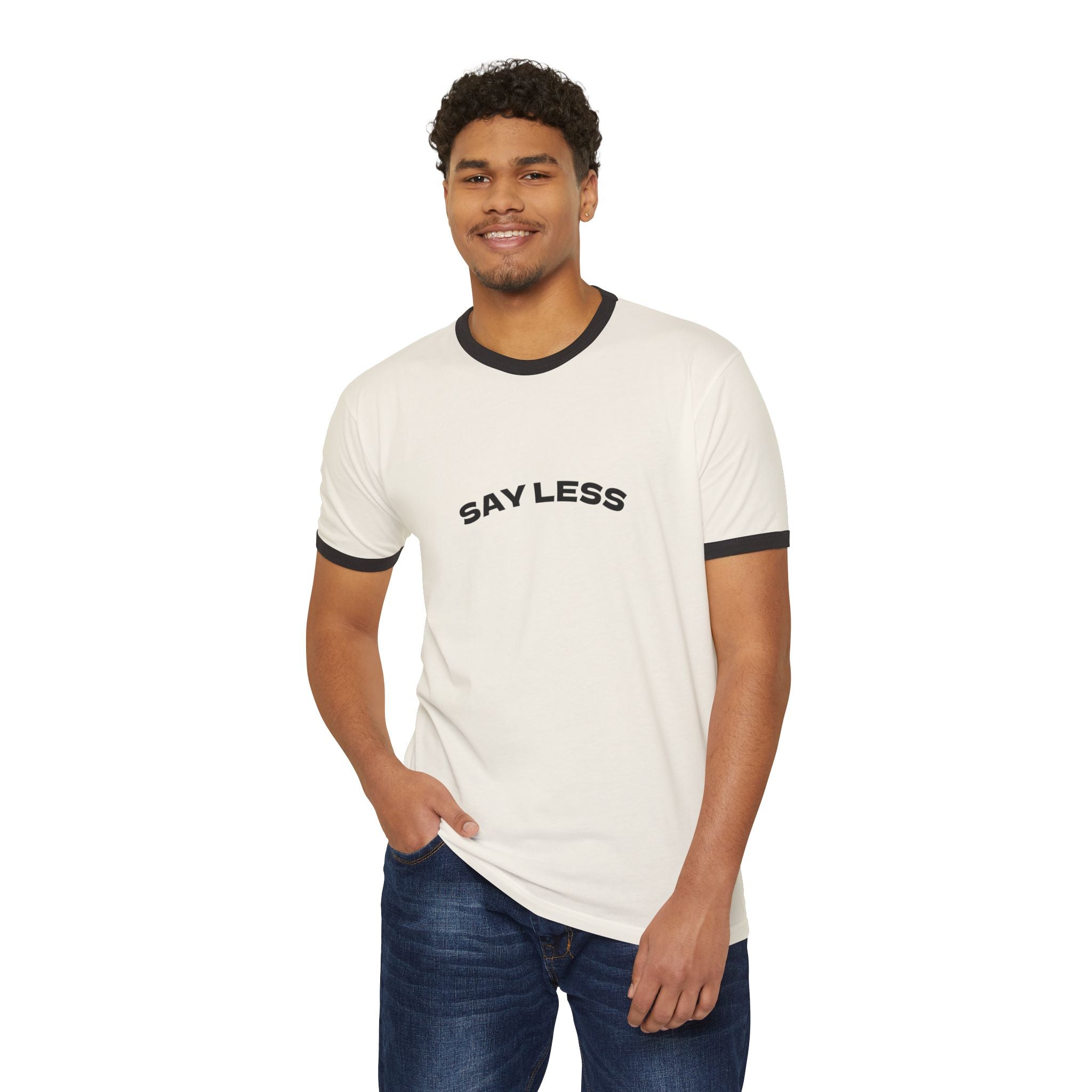 Chic Say Less Unisex Cotton Ringer T-Shirt - Casual Tee, Trendy Apparel, Gift for Friends, Everyday Wear, Fashion Statement - Threads & Echo