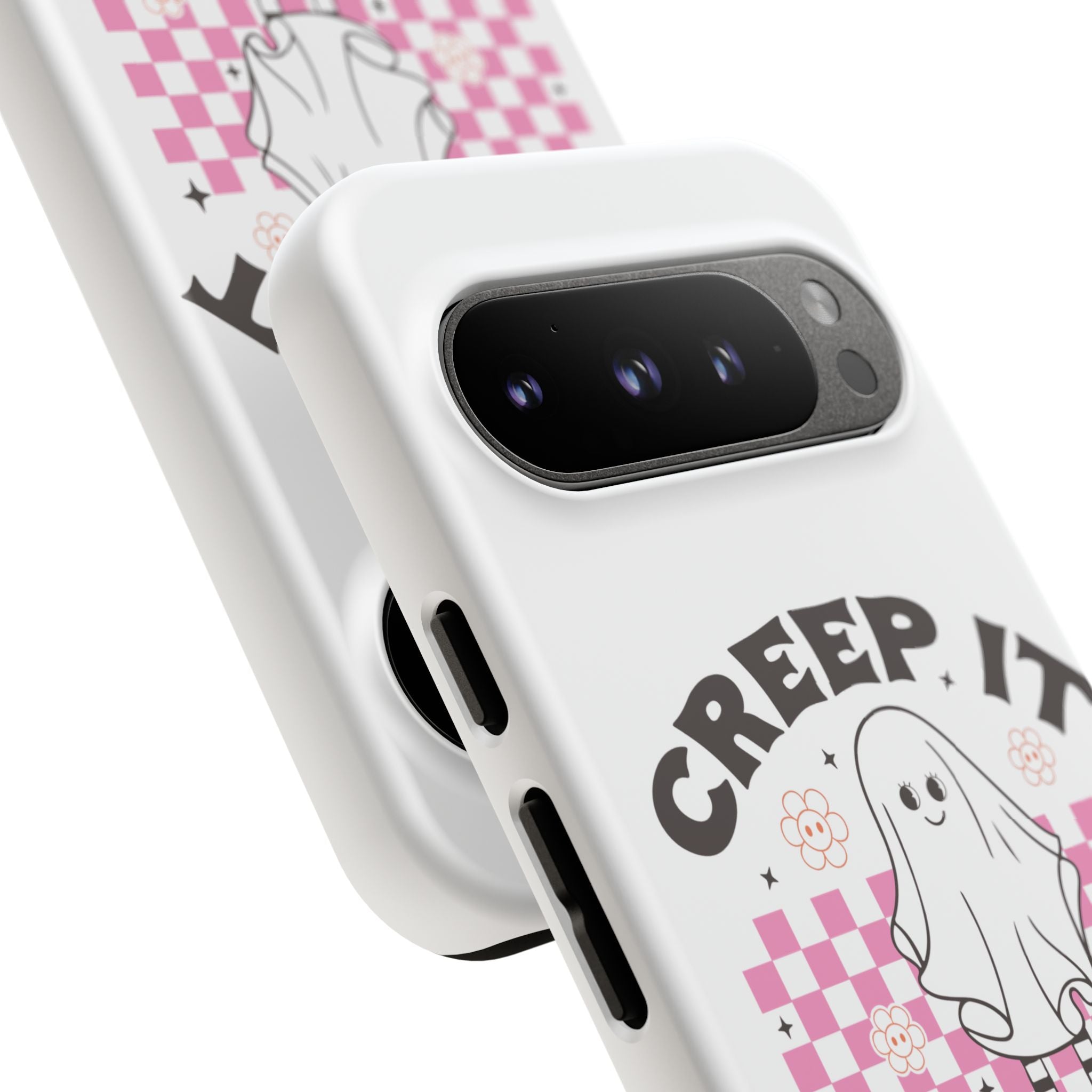 Cute Ghost Phone Case - Creep It Real, Halloween Accessories, Skateboard Theme, Kawaii Gift, Fun Phone Cover