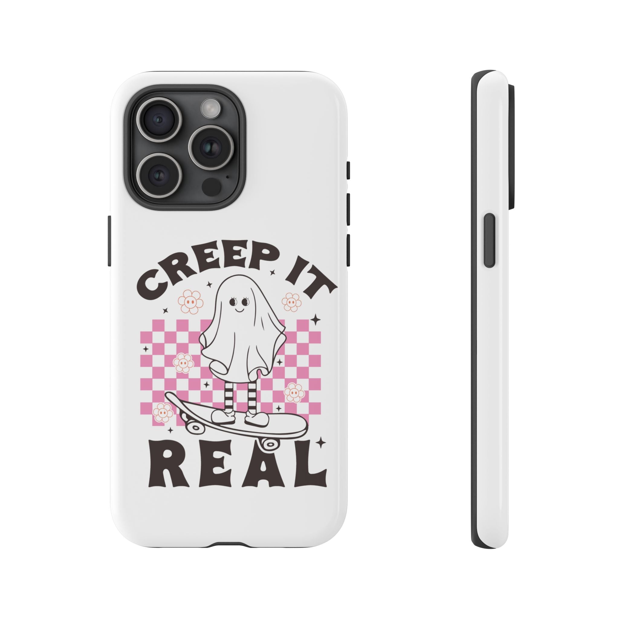 Cute Ghost Phone Case - Creep It Real, Halloween Accessories, Skateboard Theme, Kawaii Gift, Fun Phone Cover