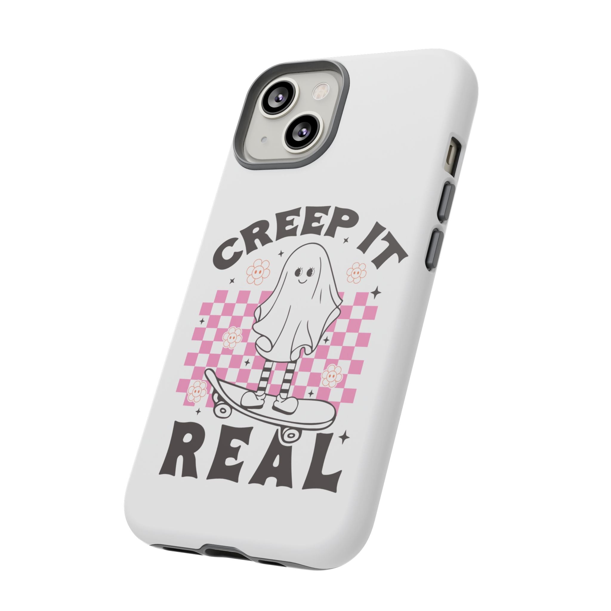Cute Ghost Phone Case - Creep It Real, Halloween Accessories, Skateboard Theme, Kawaii Gift, Fun Phone Cover