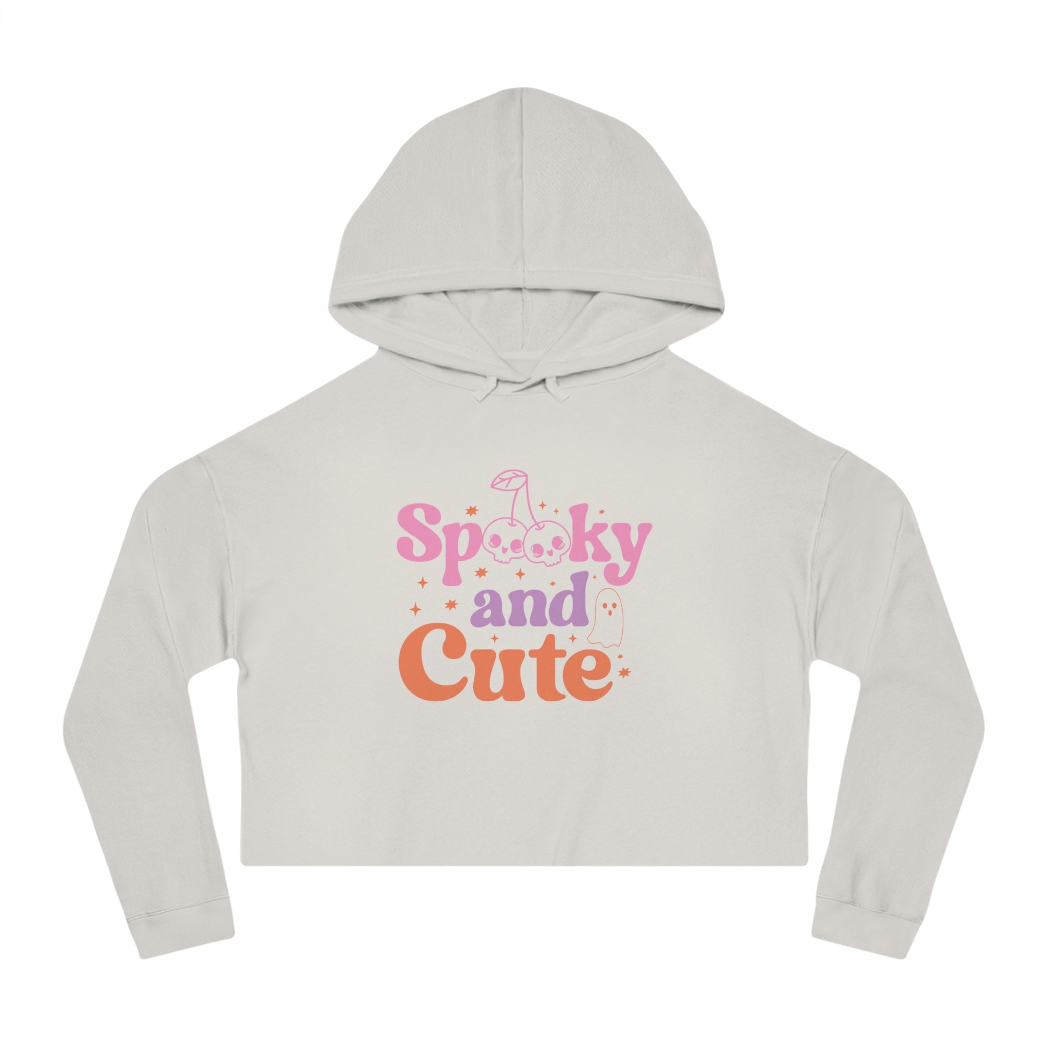 Spooky and Cute Cropped Hoodie, Women's Halloween Fashion, Cozy Sweatshirt, Trendy Fall Apparel, Gift for Her, Casual Style - Threads & Echo