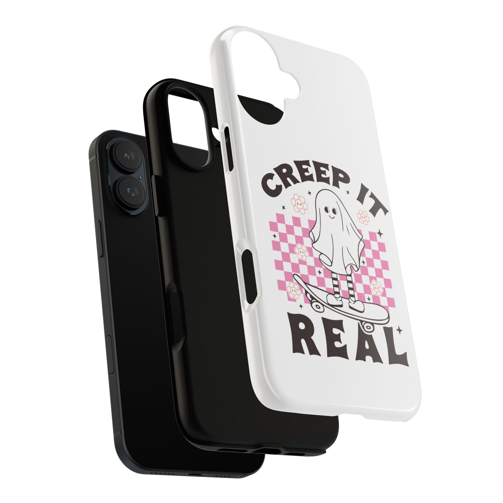 Cute Ghost Phone Case - Creep It Real, Halloween Accessories, Skateboard Theme, Kawaii Gift, Fun Phone Cover