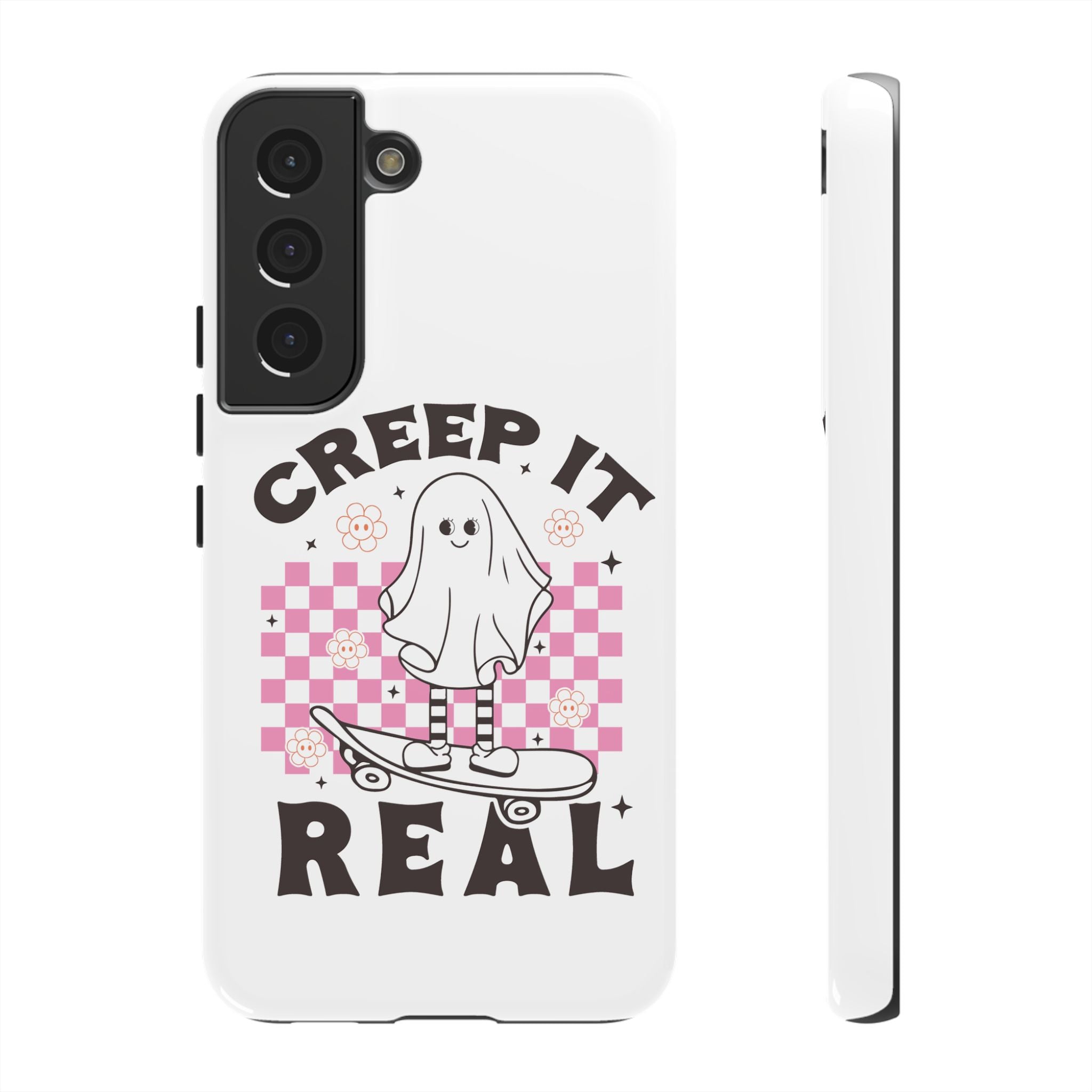 Cute Ghost Phone Case - Creep It Real, Halloween Accessories, Skateboard Theme, Kawaii Gift, Fun Phone Cover