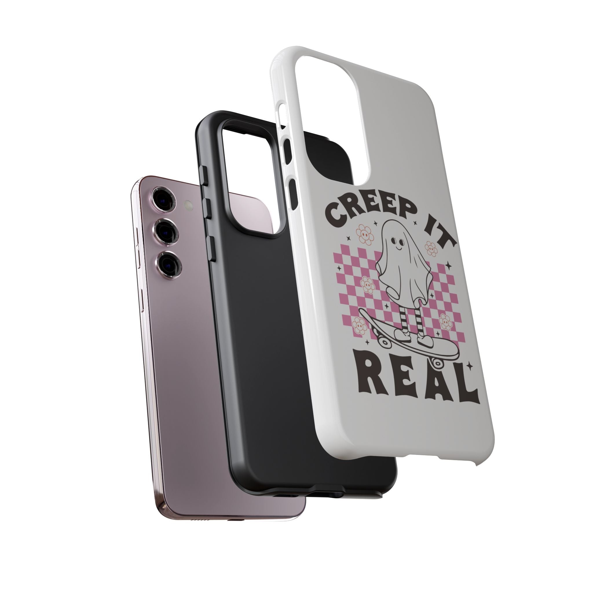 Cute Ghost Phone Case - Creep It Real, Halloween Accessories, Skateboard Theme, Kawaii Gift, Fun Phone Cover