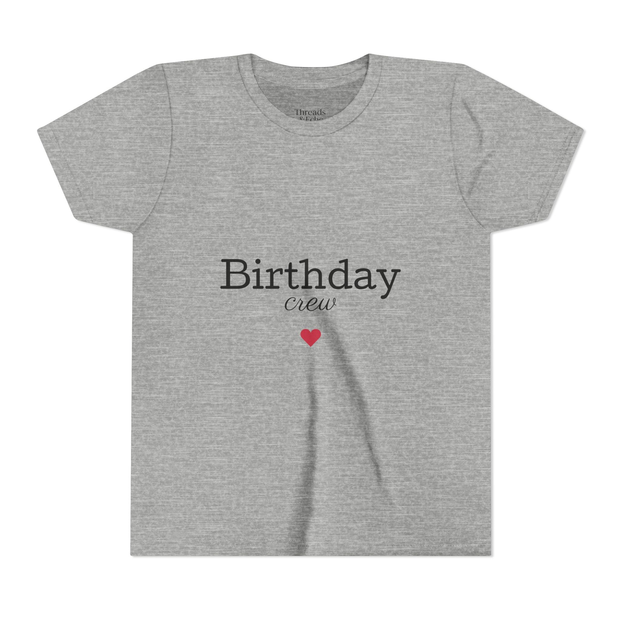 Birthday Crew Youth Tee, Fun Birthday Gift, Kids Party Shirt, Celebration Apparel, Birthday Celebration Clothing - Threads & Echo