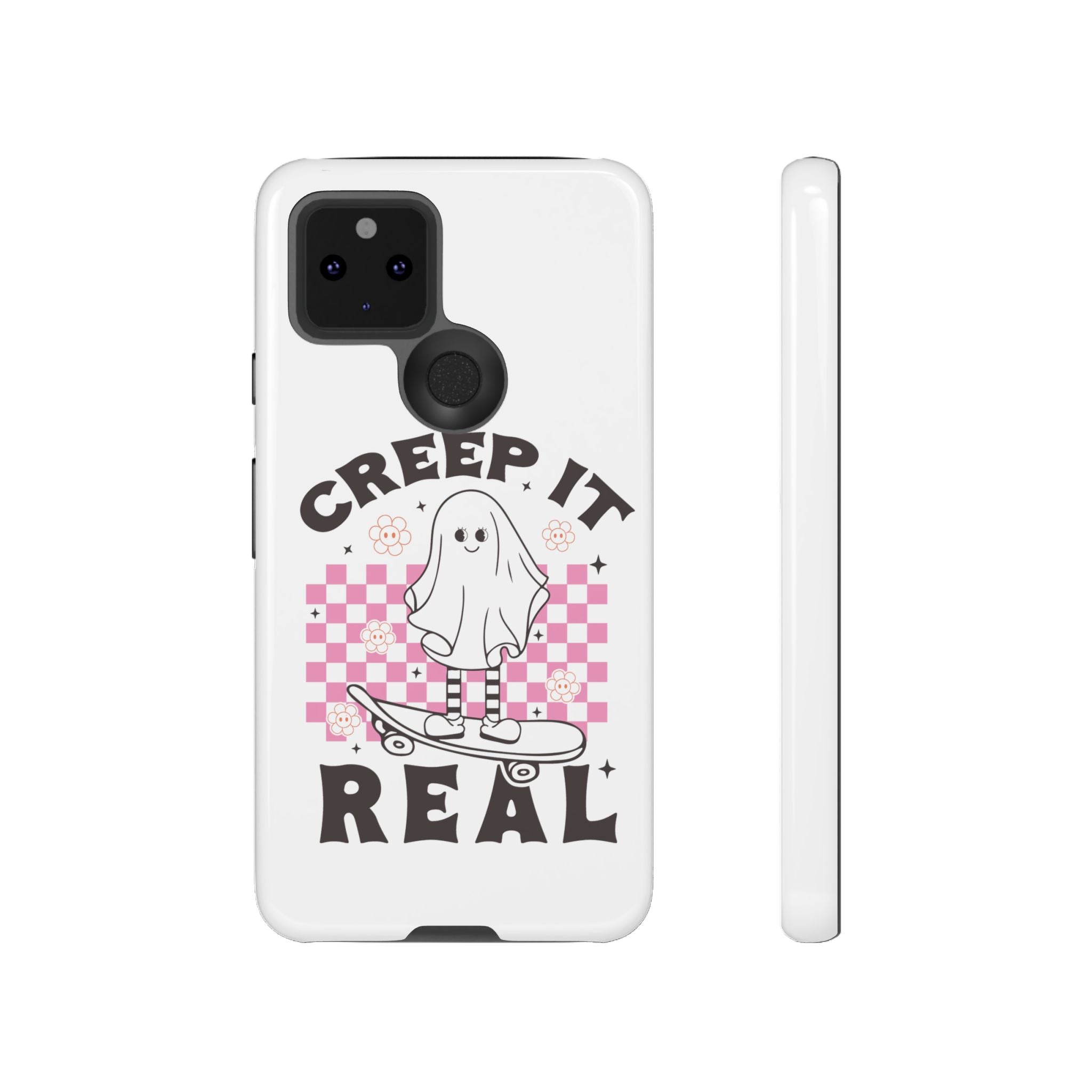 Cute Ghost Phone Case - Creep It Real, Halloween Accessories, Skateboard Theme, Kawaii Gift, Fun Phone Cover
