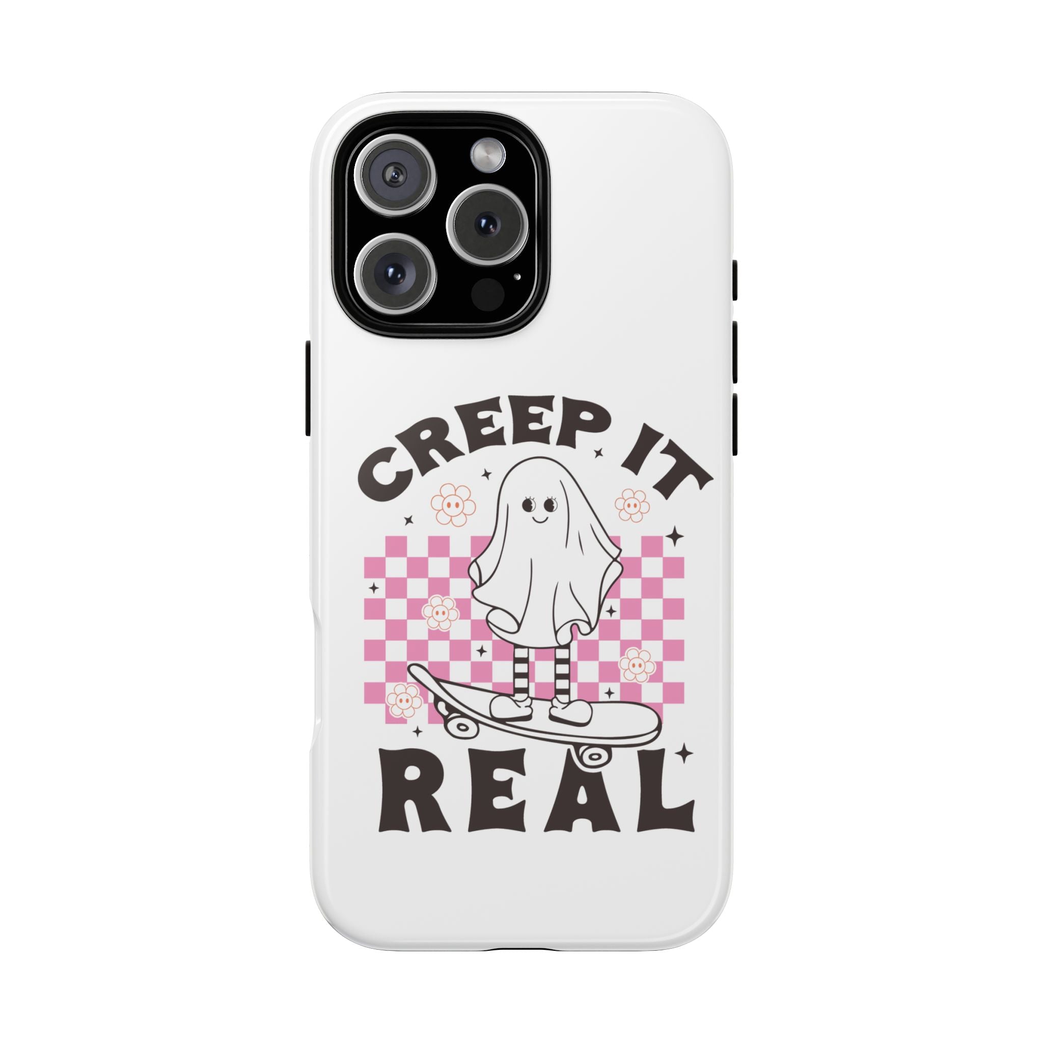 Cute Ghost Phone Case - Creep It Real, Halloween Accessories, Skateboard Theme, Kawaii Gift, Fun Phone Cover