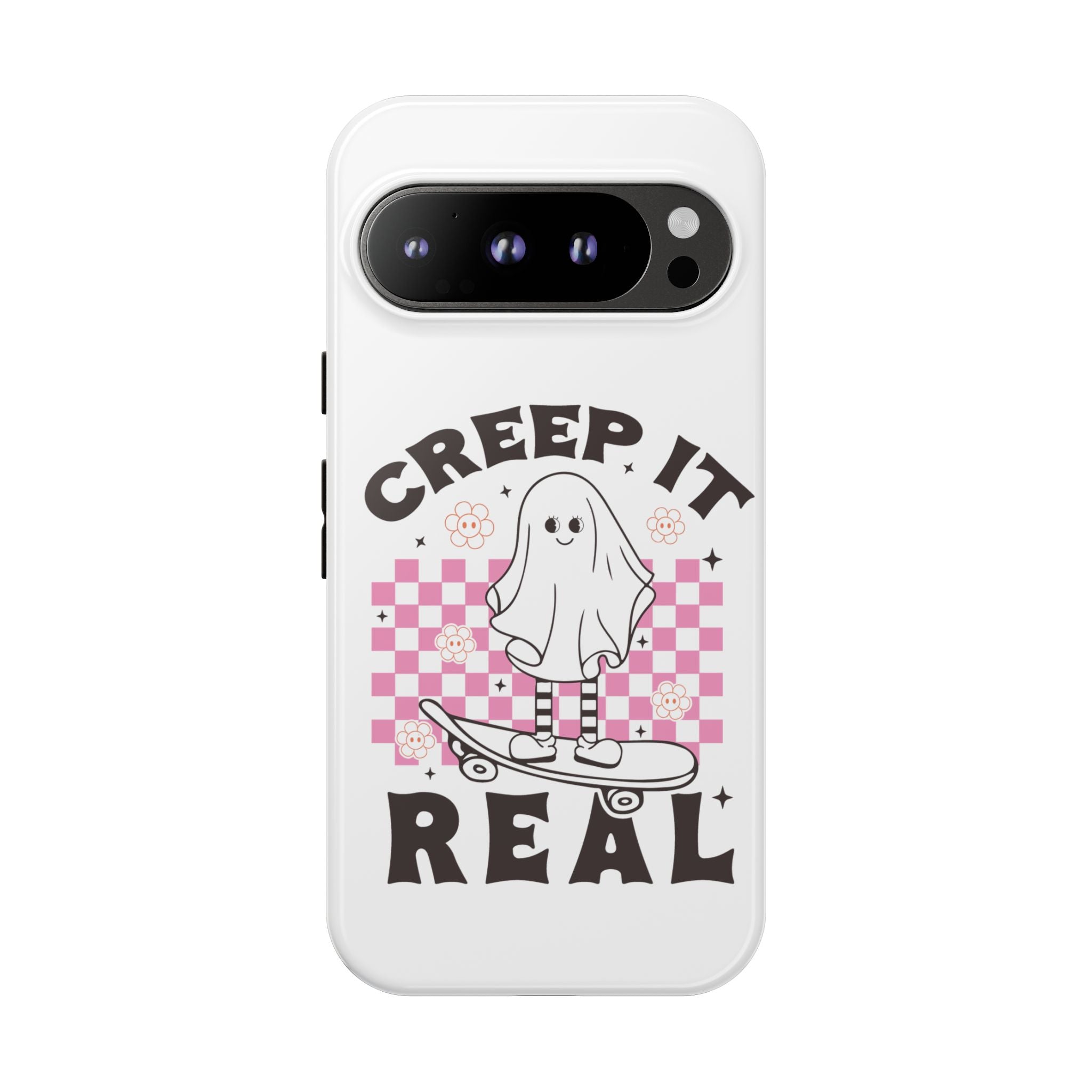 Cute Ghost Phone Case - Creep It Real, Halloween Accessories, Skateboard Theme, Kawaii Gift, Fun Phone Cover