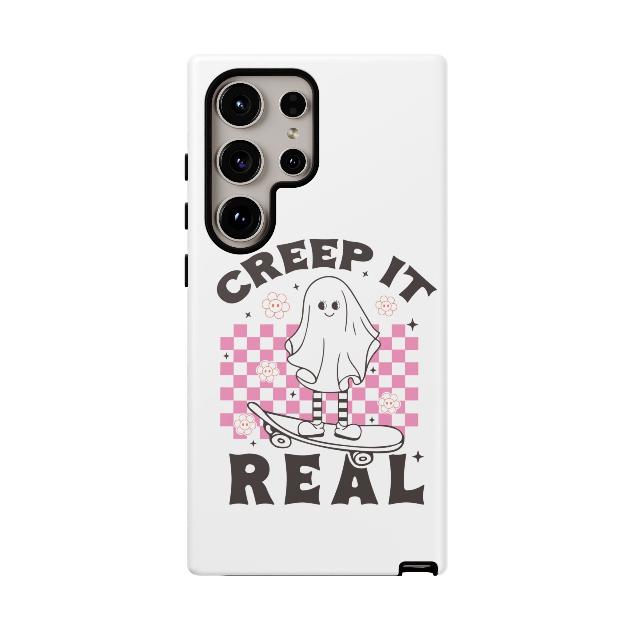 Cute Ghost Phone Case - Creep It Real, Halloween Accessories, Skateboard Theme, Kawaii Gift, Fun Phone Cover