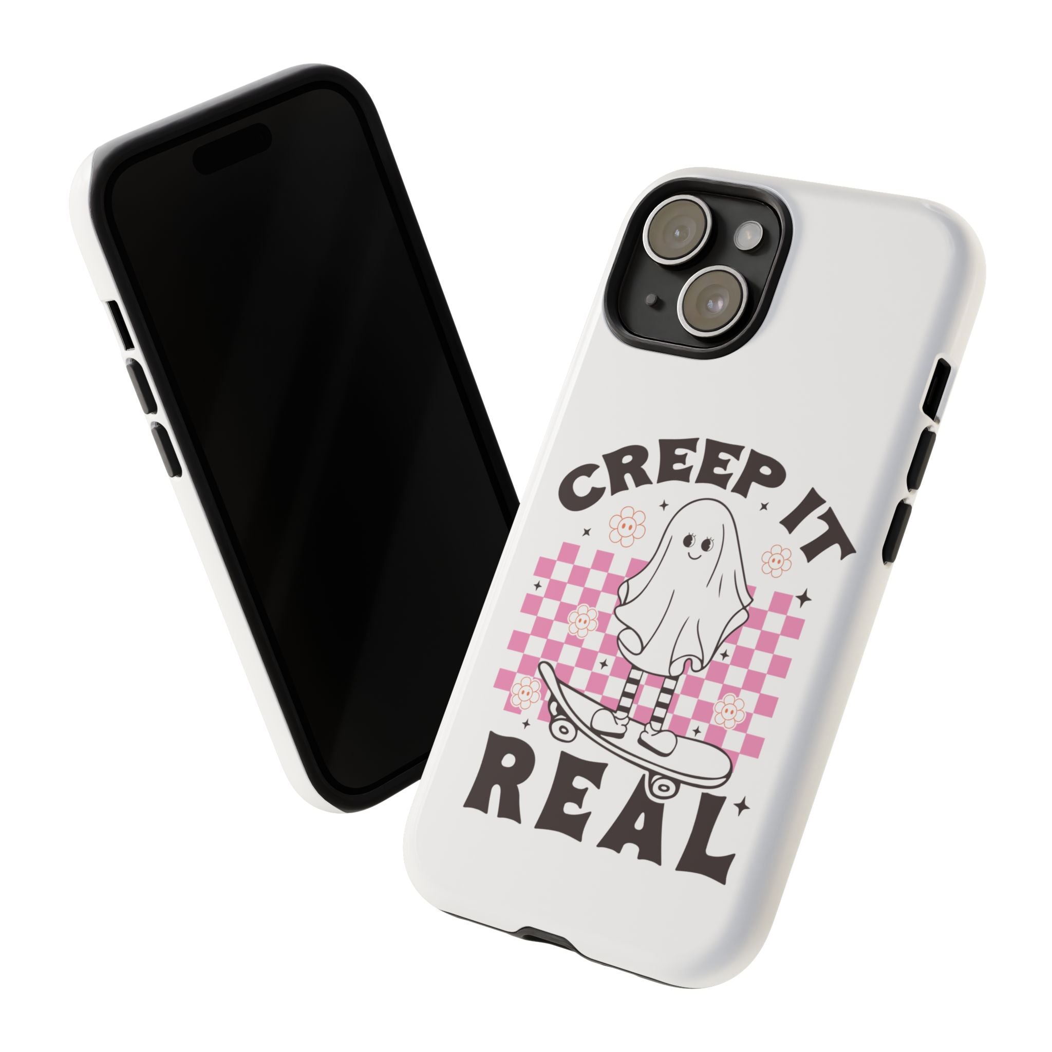Cute Ghost Phone Case - Creep It Real, Halloween Accessories, Skateboard Theme, Kawaii Gift, Fun Phone Cover