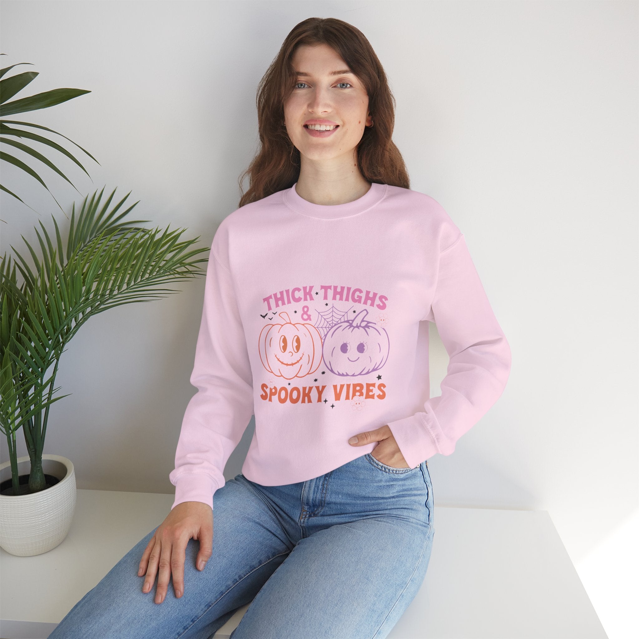 Spooky Vibes Sweatshirt, Pumpkin Crewneck, Halloween Apparel, Cozy Fall Fashion, Unisex Casual Wear, Perfect for Halloween Parties