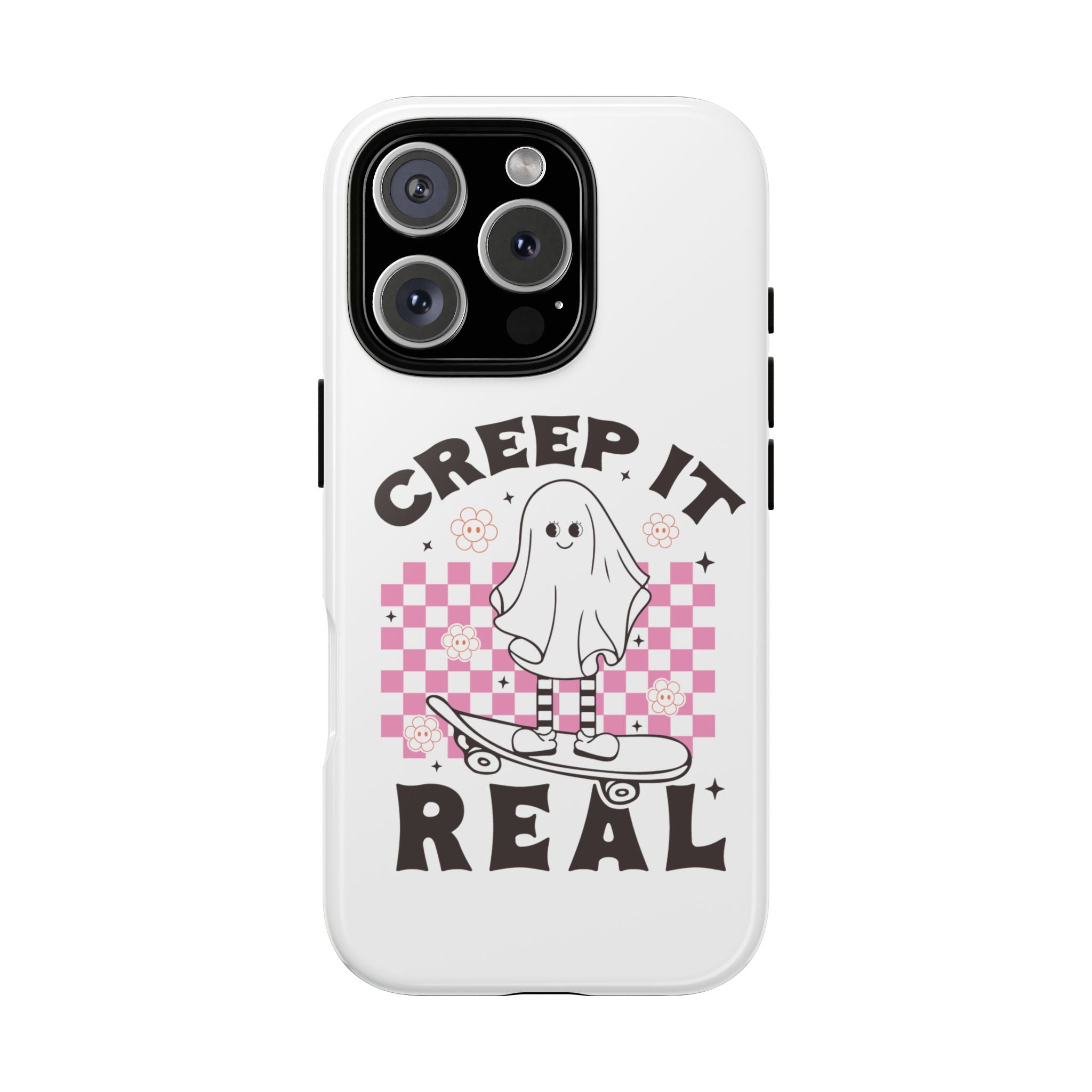 Cute Ghost Phone Case - Creep It Real, Halloween Accessories, Skateboard Theme, Kawaii Gift, Fun Phone Cover