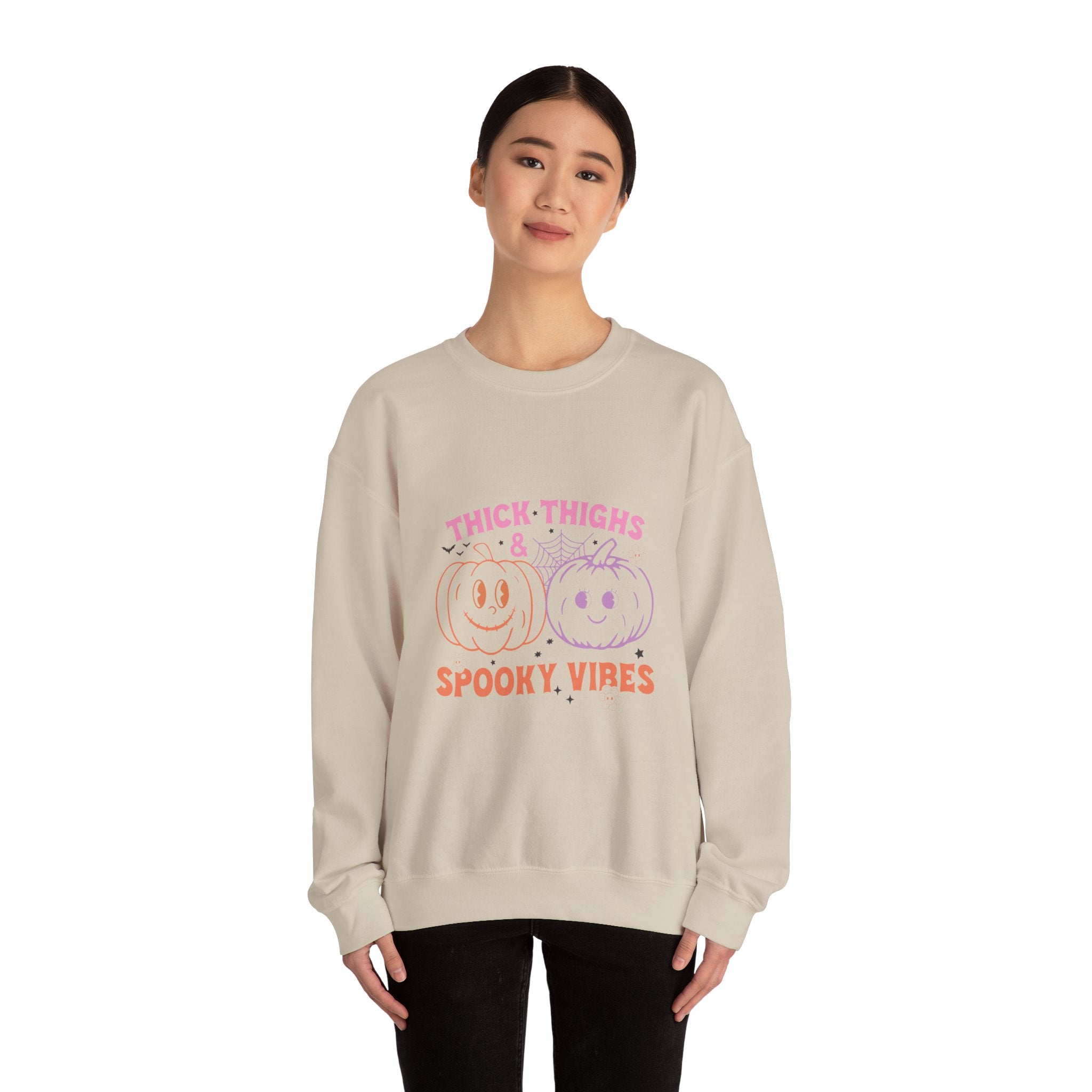 Spooky Vibes Sweatshirt, Pumpkin Crewneck, Halloween Apparel, Cozy Fall Fashion, Unisex Casual Wear, Perfect for Halloween Parties