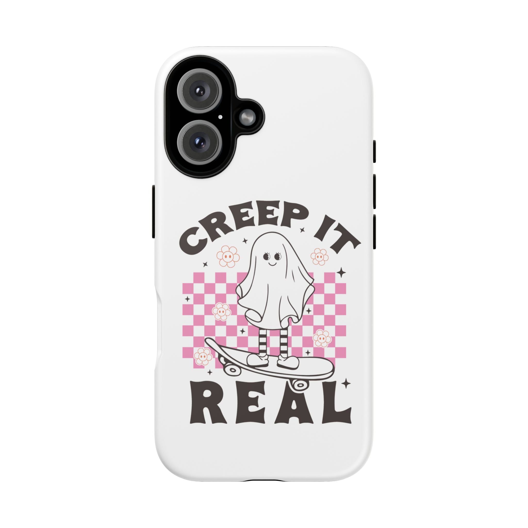Cute Ghost Phone Case - Creep It Real, Halloween Accessories, Skateboard Theme, Kawaii Gift, Fun Phone Cover