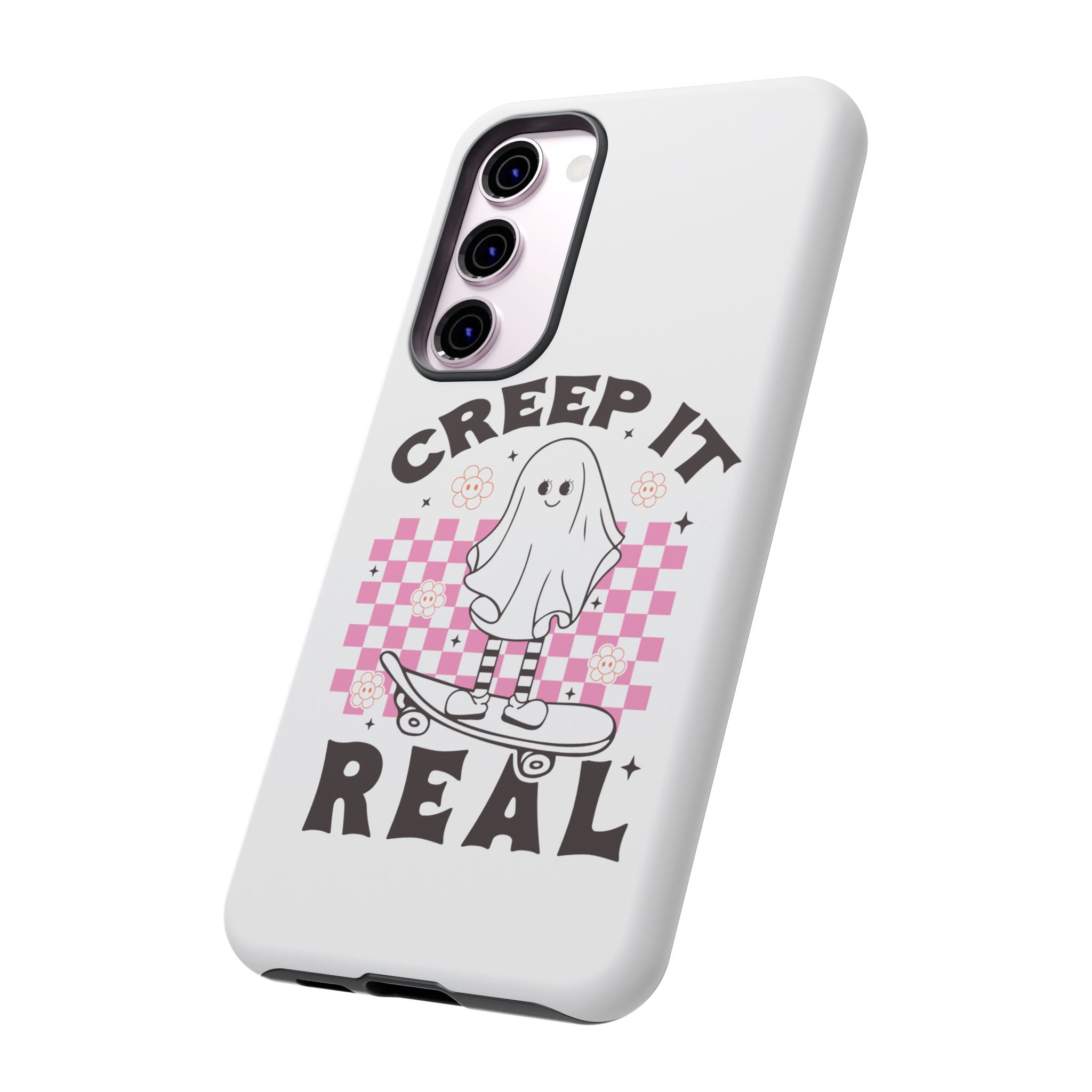 Cute Ghost Phone Case - Creep It Real, Halloween Accessories, Skateboard Theme, Kawaii Gift, Fun Phone Cover