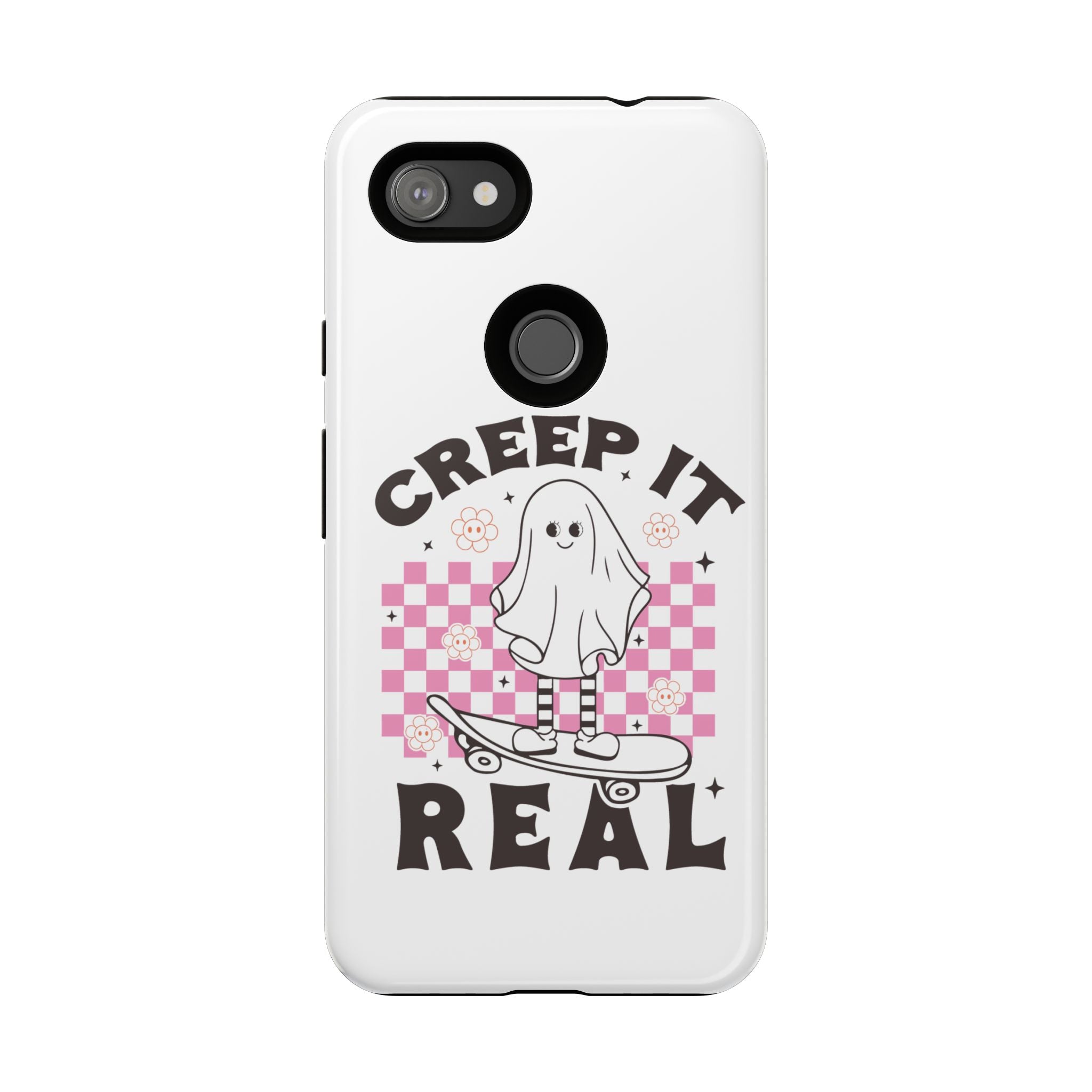 Cute Ghost Phone Case - Creep It Real, Halloween Accessories, Skateboard Theme, Kawaii Gift, Fun Phone Cover