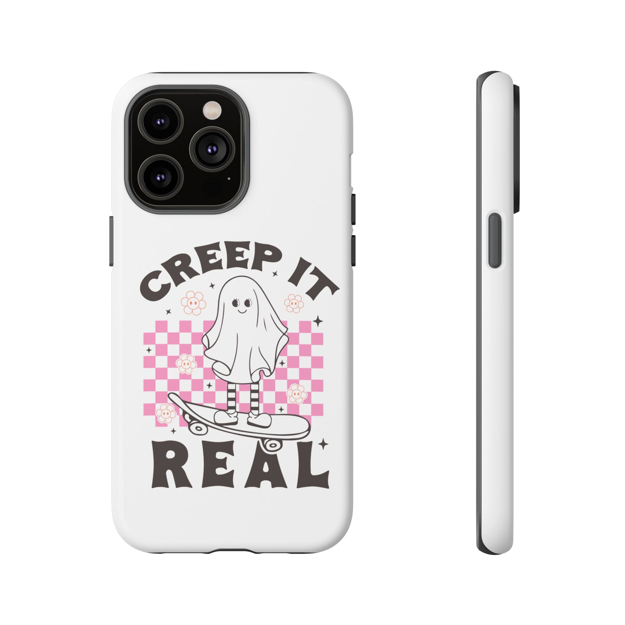 Cute Ghost Phone Case - Creep It Real, Halloween Accessories, Skateboard Theme, Kawaii Gift, Fun Phone Cover