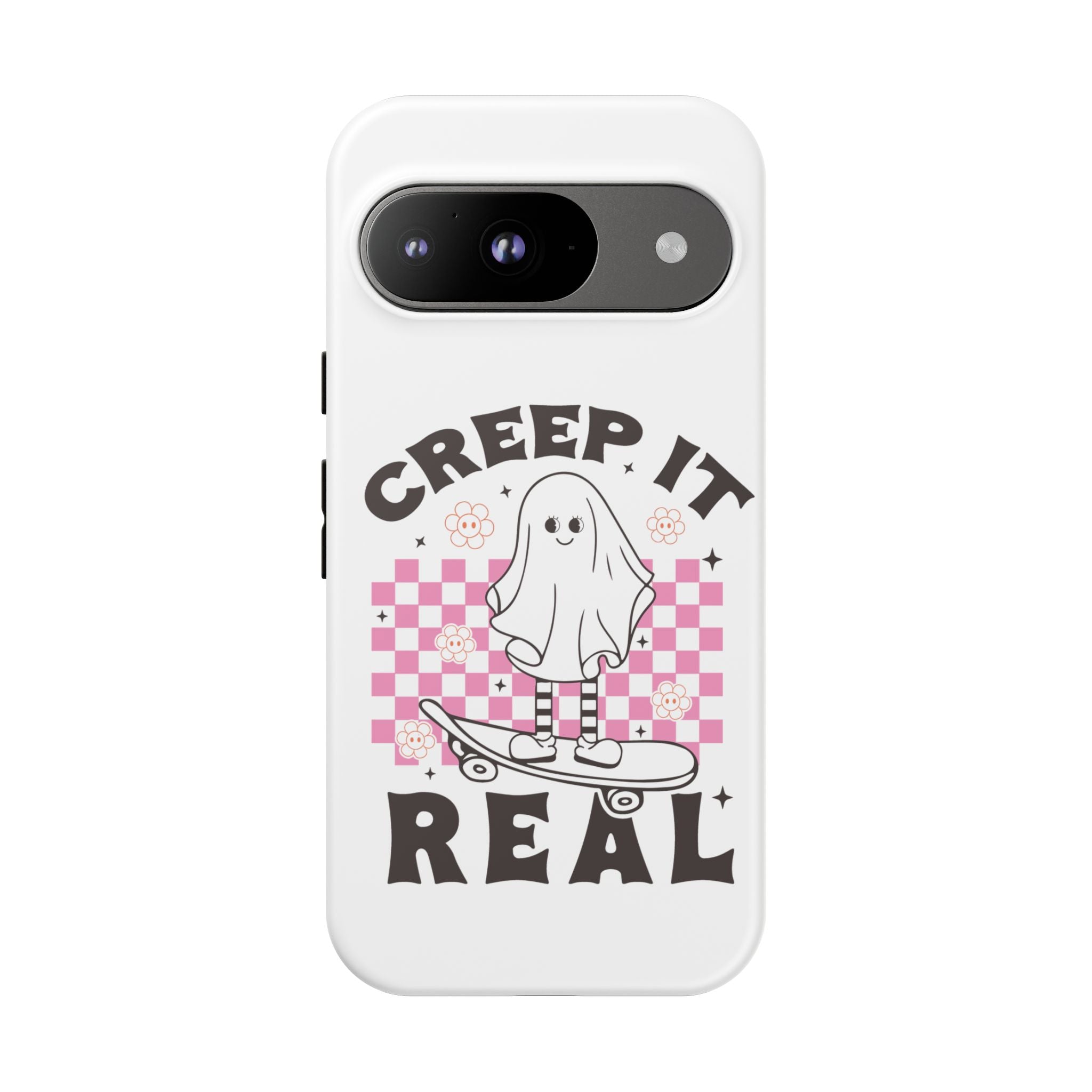Cute Ghost Phone Case - Creep It Real, Halloween Accessories, Skateboard Theme, Kawaii Gift, Fun Phone Cover