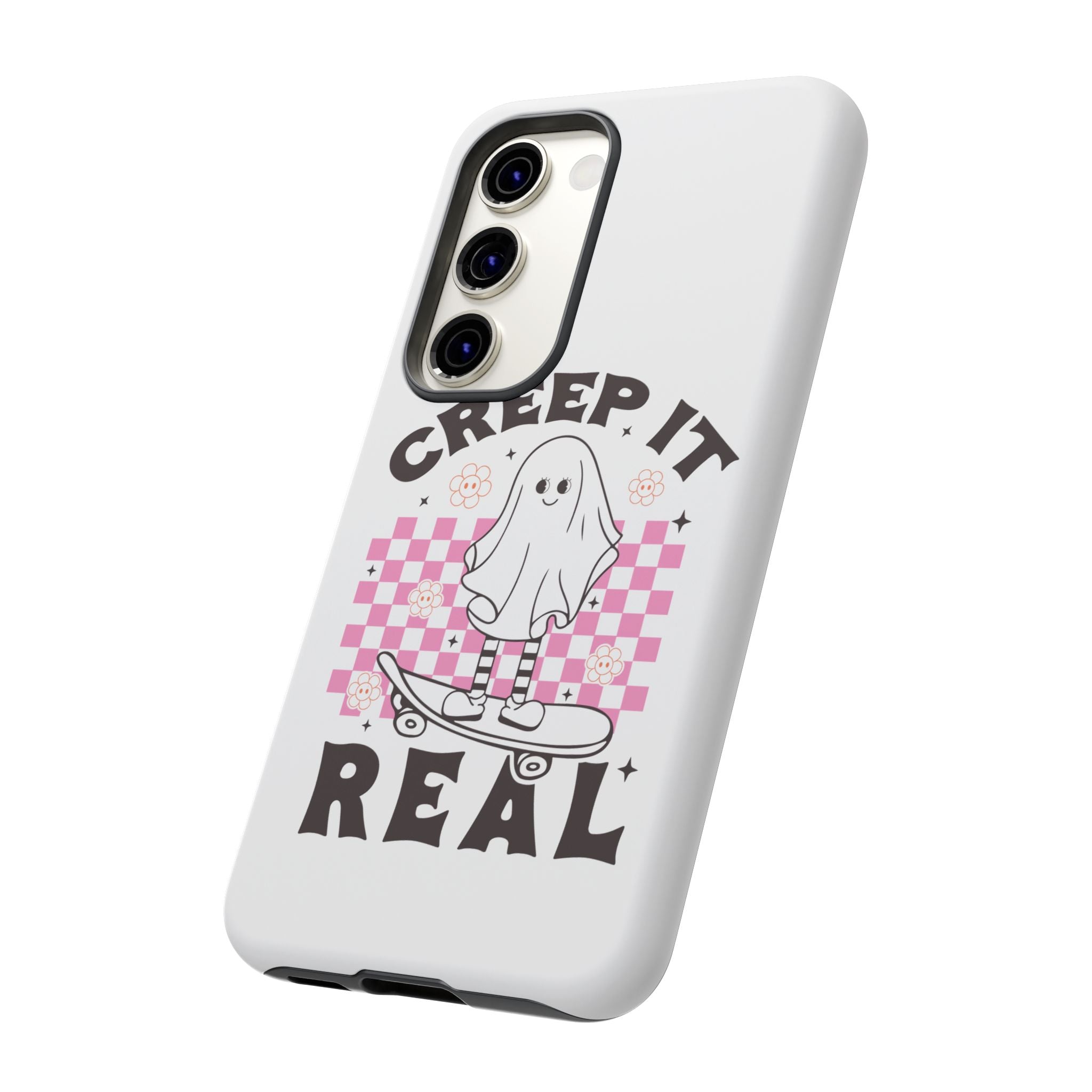 Cute Ghost Phone Case - Creep It Real, Halloween Accessories, Skateboard Theme, Kawaii Gift, Fun Phone Cover