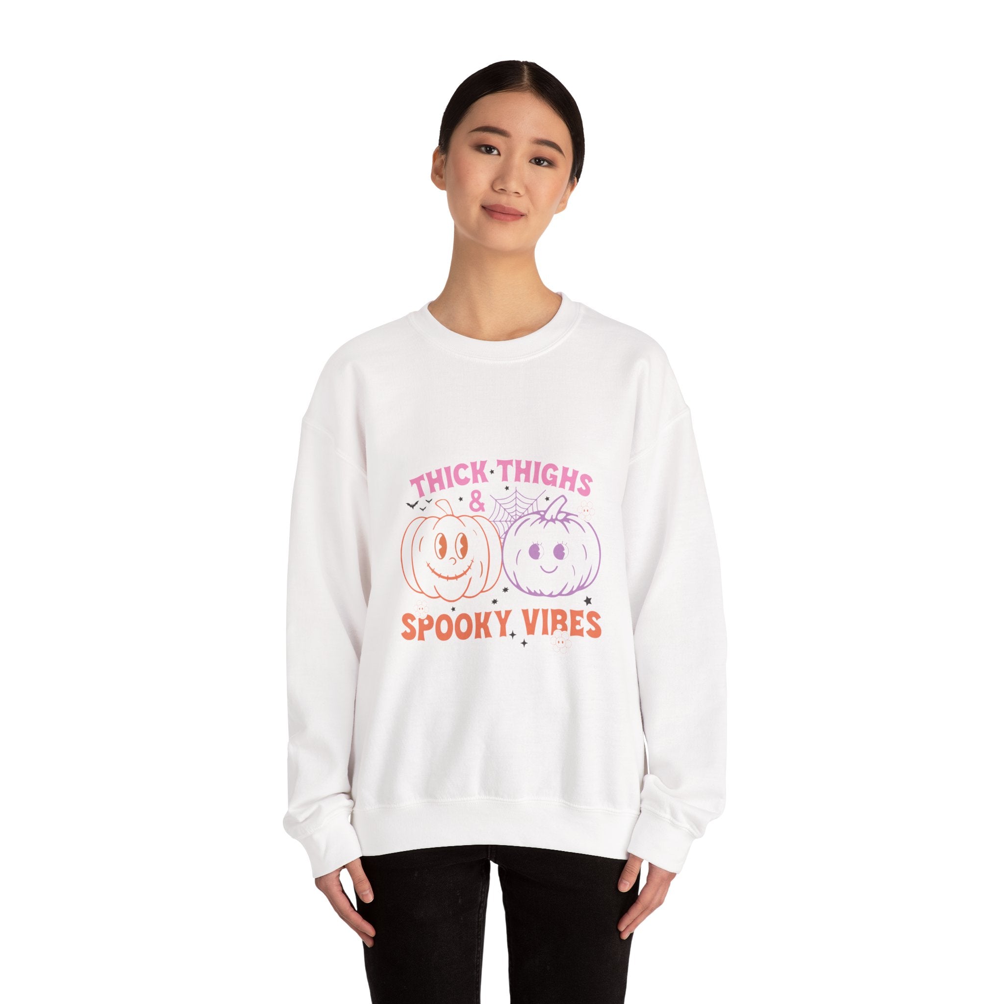Spooky Vibes Sweatshirt, Pumpkin Crewneck, Halloween Apparel, Cozy Fall Fashion, Unisex Casual Wear, Perfect for Halloween Parties