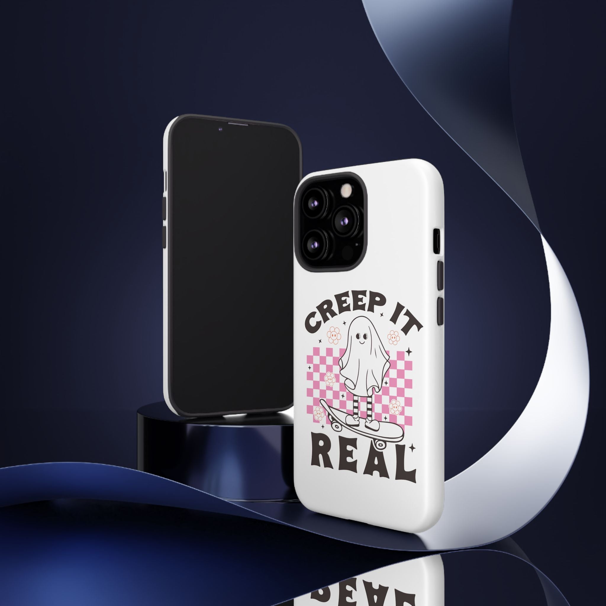 Cute Ghost Phone Case - Creep It Real, Halloween Accessories, Skateboard Theme, Kawaii Gift, Fun Phone Cover