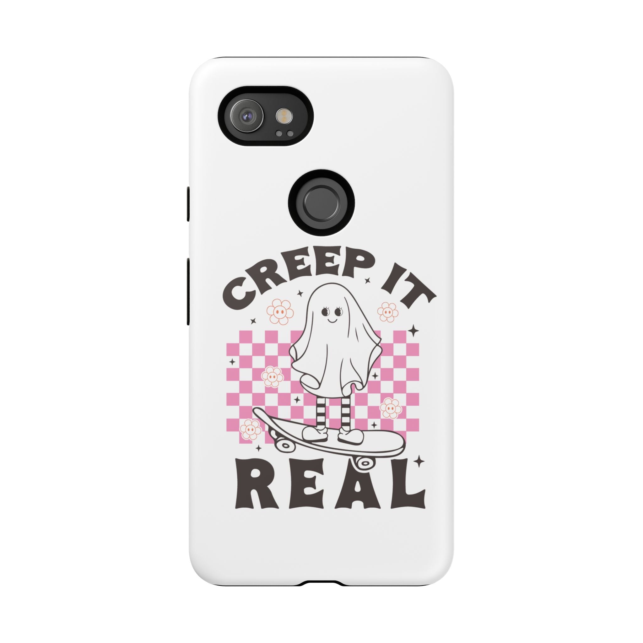 Cute Ghost Phone Case - Creep It Real, Halloween Accessories, Skateboard Theme, Kawaii Gift, Fun Phone Cover