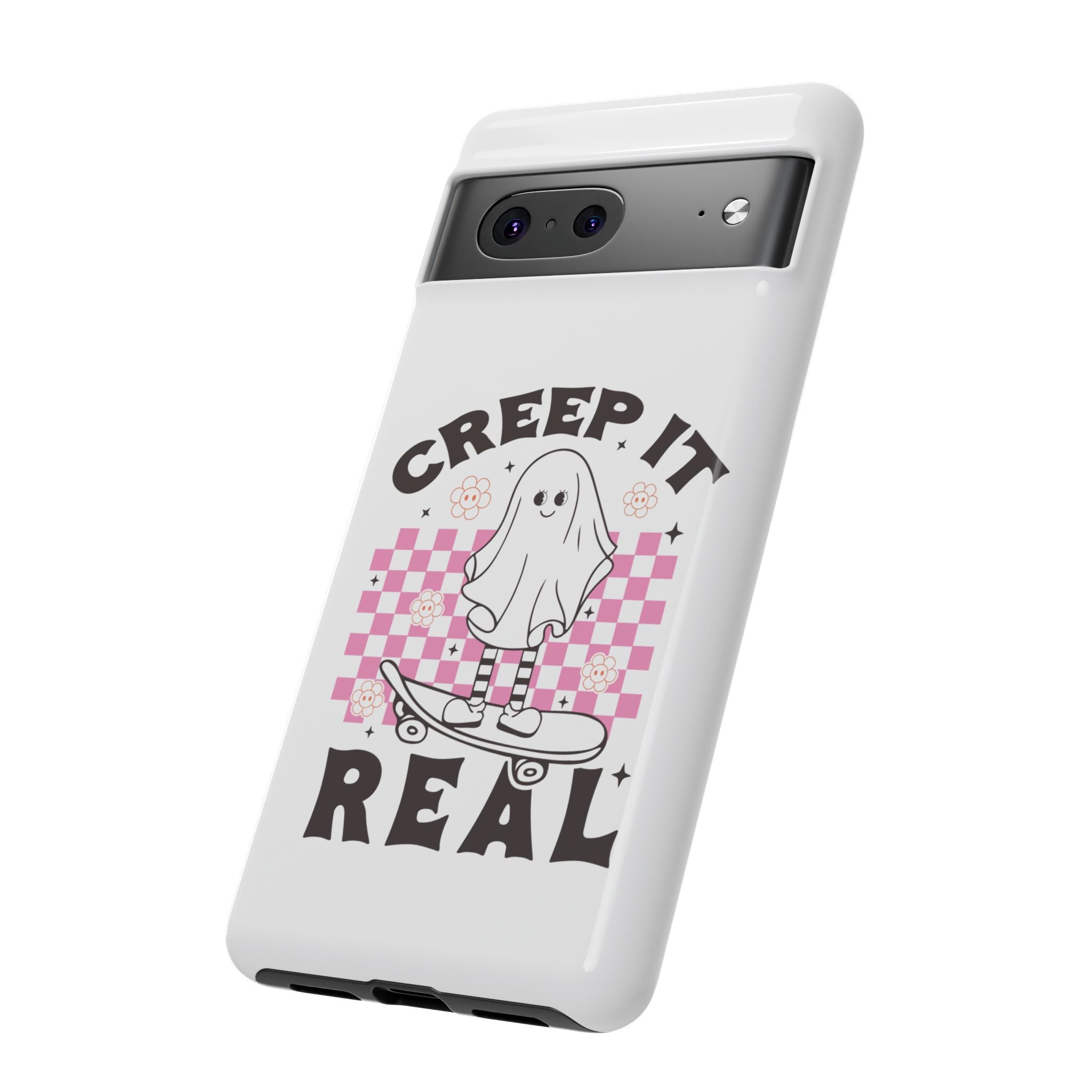 Cute Ghost Phone Case - Creep It Real, Halloween Accessories, Skateboard Theme, Kawaii Gift, Fun Phone Cover