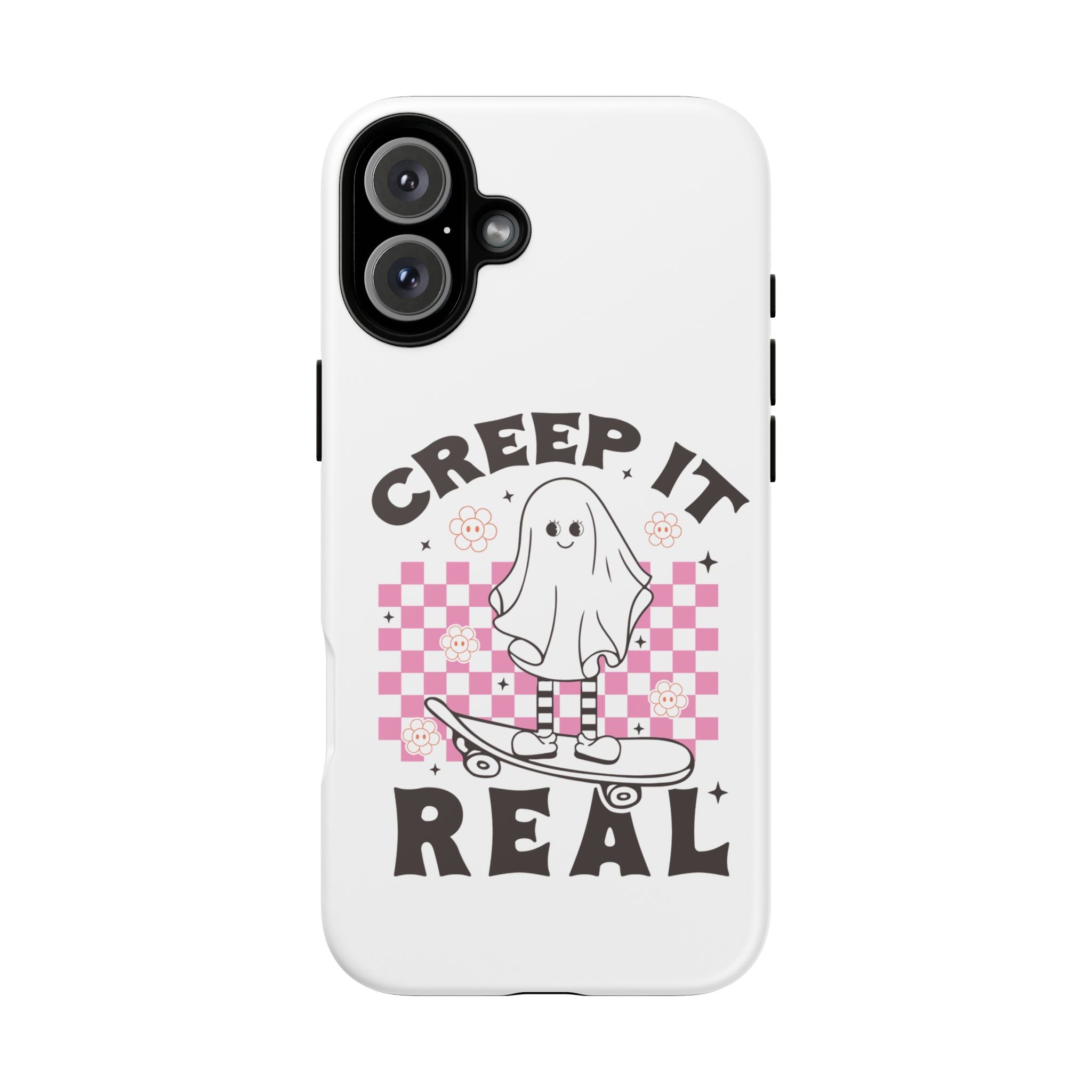 Cute Ghost Phone Case - Creep It Real, Halloween Accessories, Skateboard Theme, Kawaii Gift, Fun Phone Cover