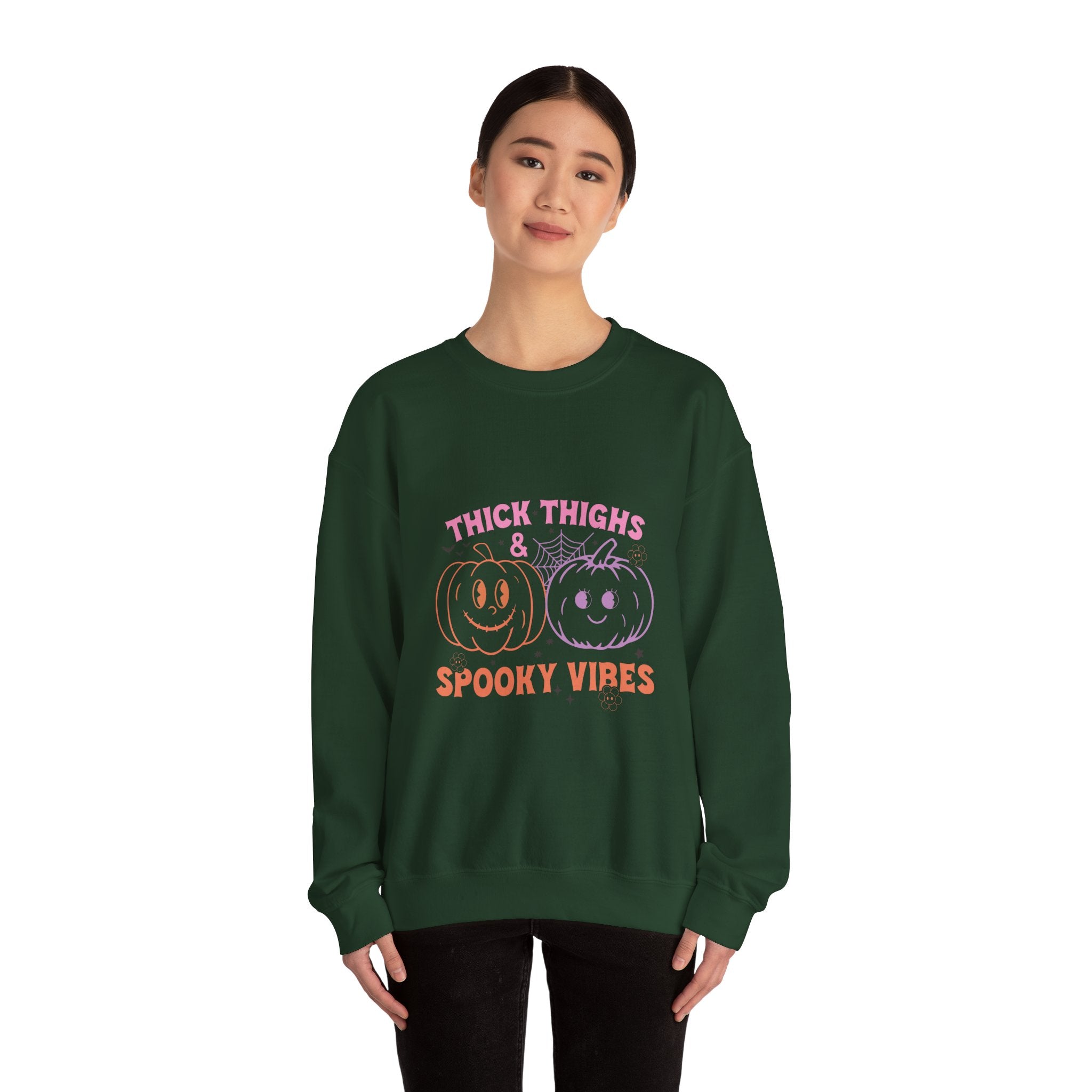 Spooky Vibes Sweatshirt, Pumpkin Crewneck, Halloween Apparel, Cozy Fall Fashion, Unisex Casual Wear, Perfect for Halloween Parties
