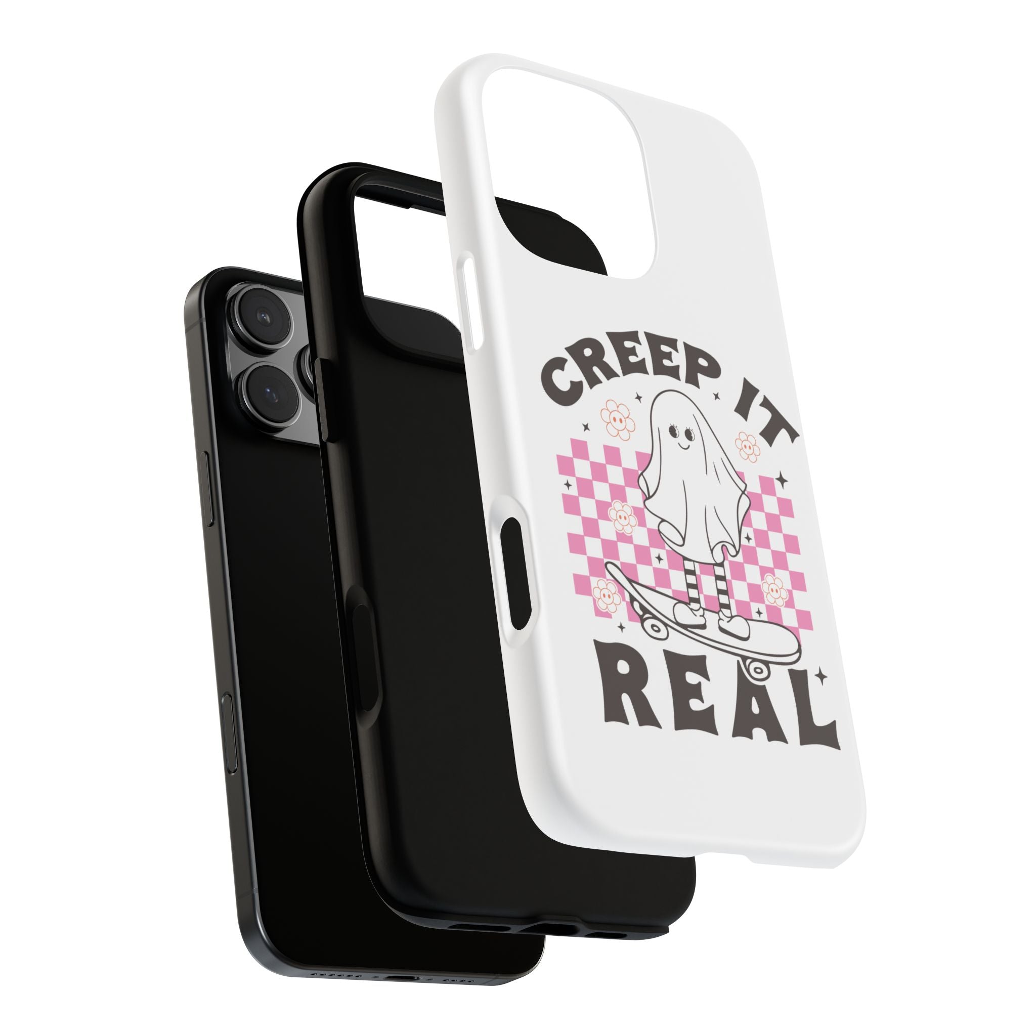 Cute Ghost Phone Case - Creep It Real, Halloween Accessories, Skateboard Theme, Kawaii Gift, Fun Phone Cover