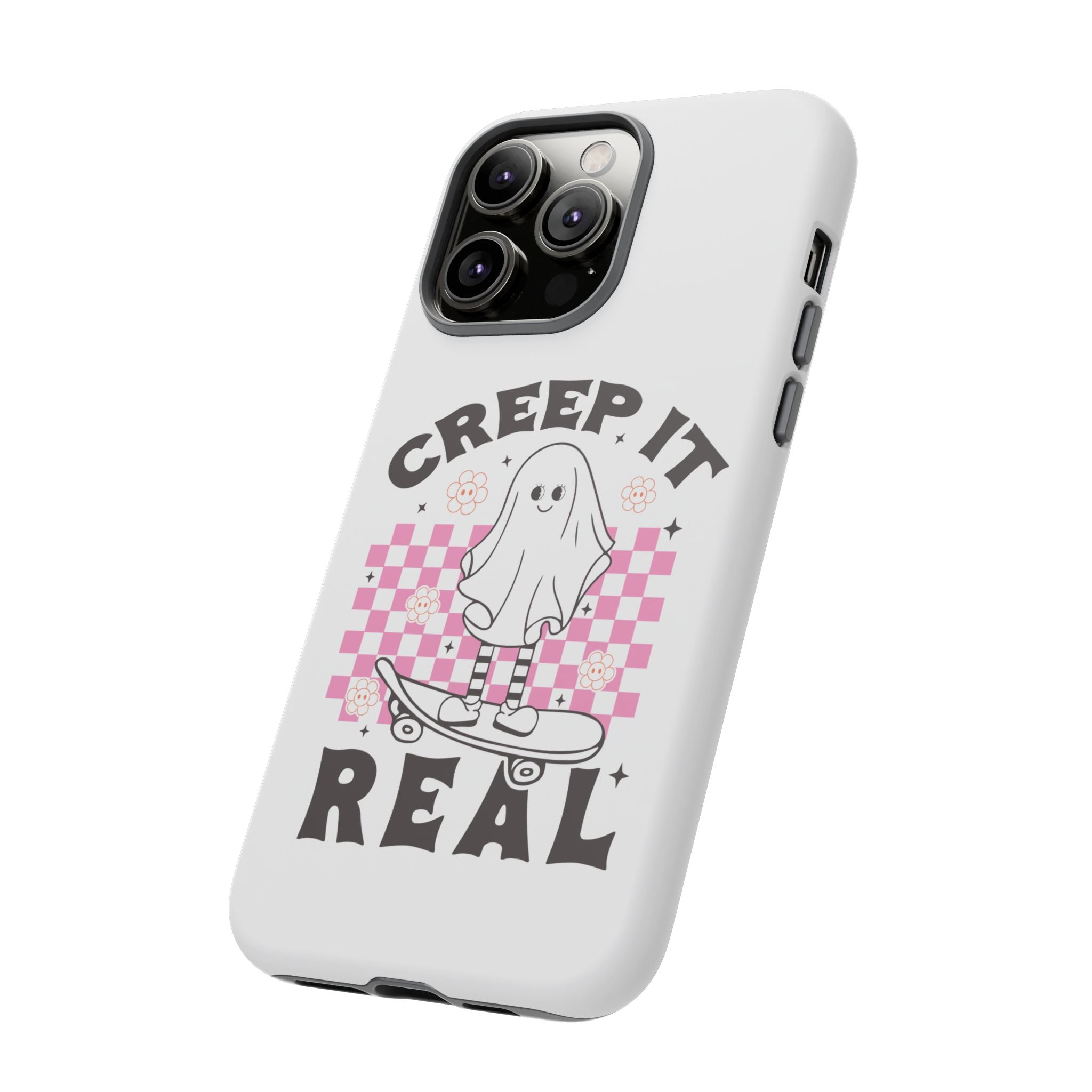Cute Ghost Phone Case - Creep It Real, Halloween Accessories, Skateboard Theme, Kawaii Gift, Fun Phone Cover