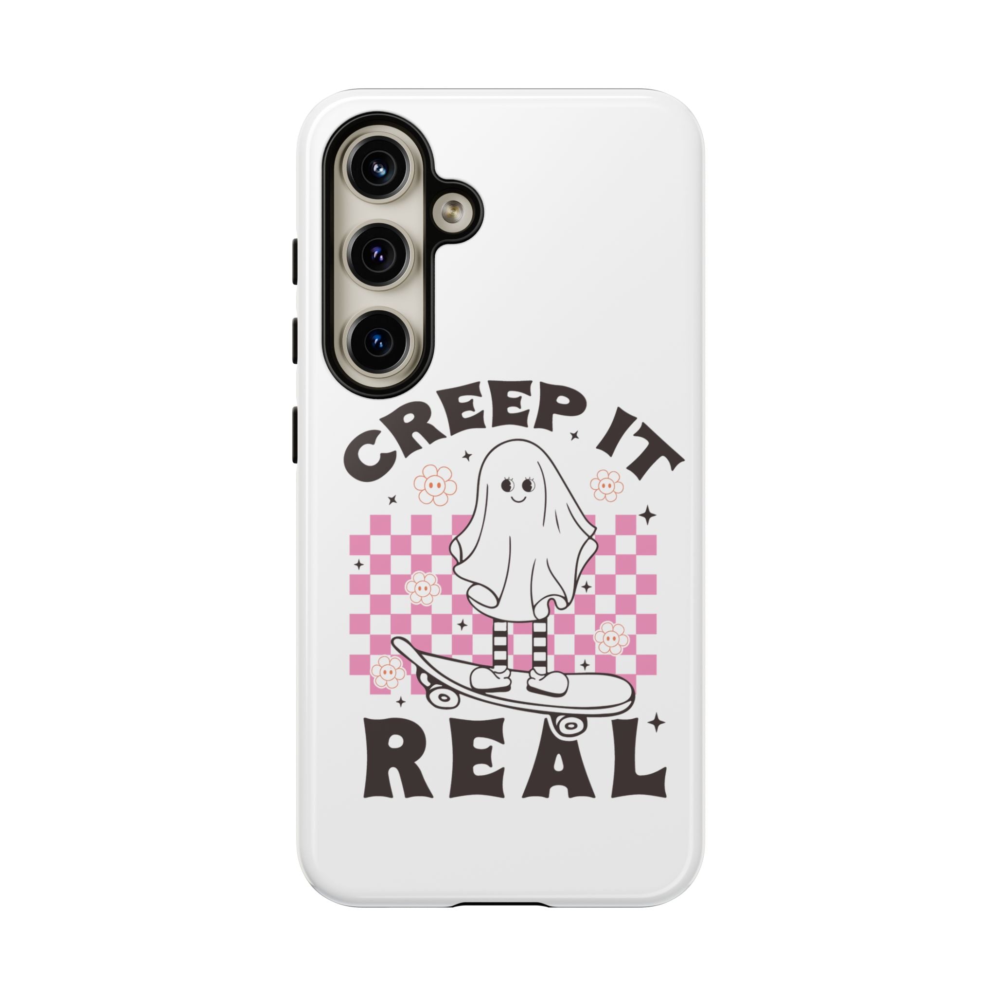 Cute Ghost Phone Case - Creep It Real, Halloween Accessories, Skateboard Theme, Kawaii Gift, Fun Phone Cover