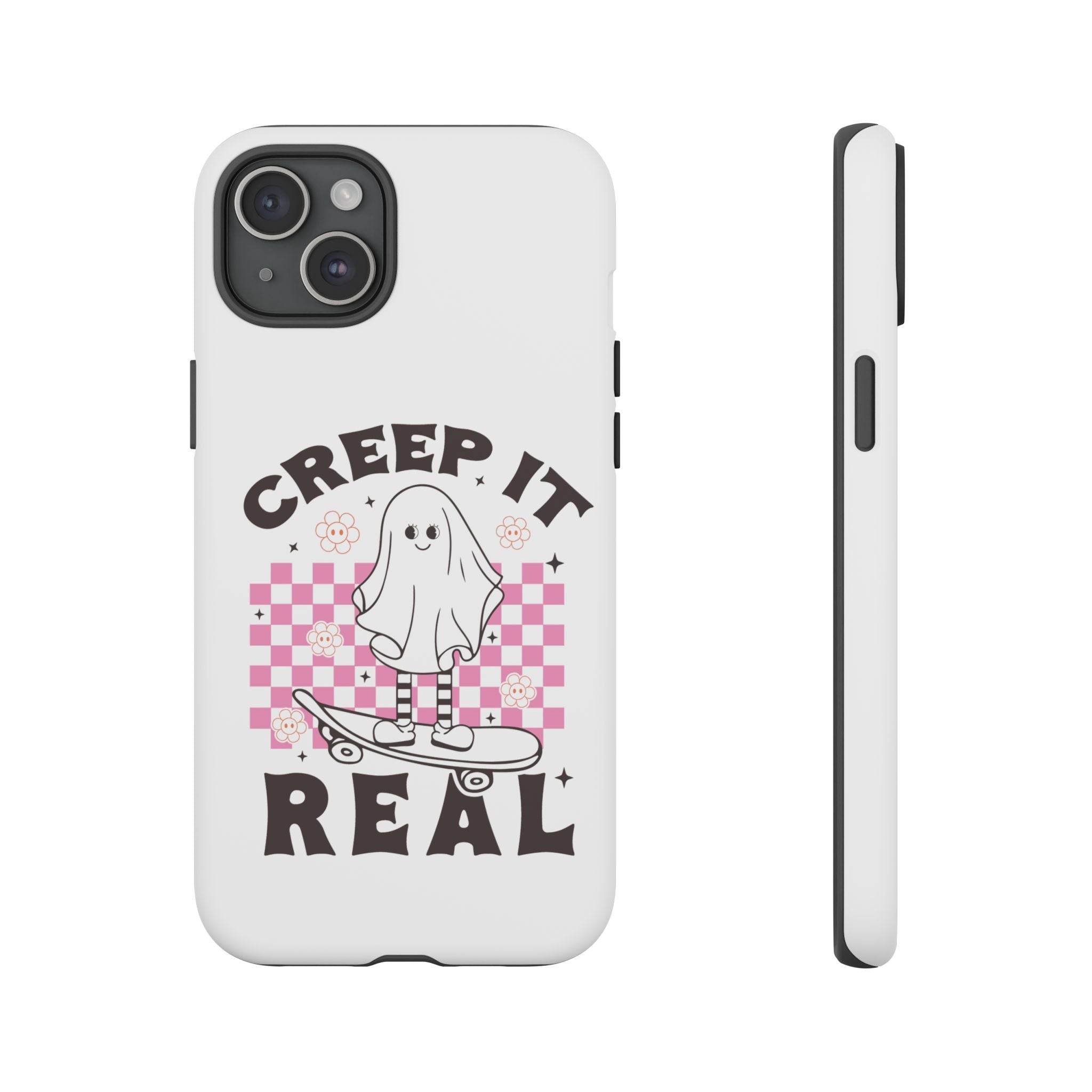 Cute Ghost Phone Case - Creep It Real, Halloween Accessories, Skateboard Theme, Kawaii Gift, Fun Phone Cover