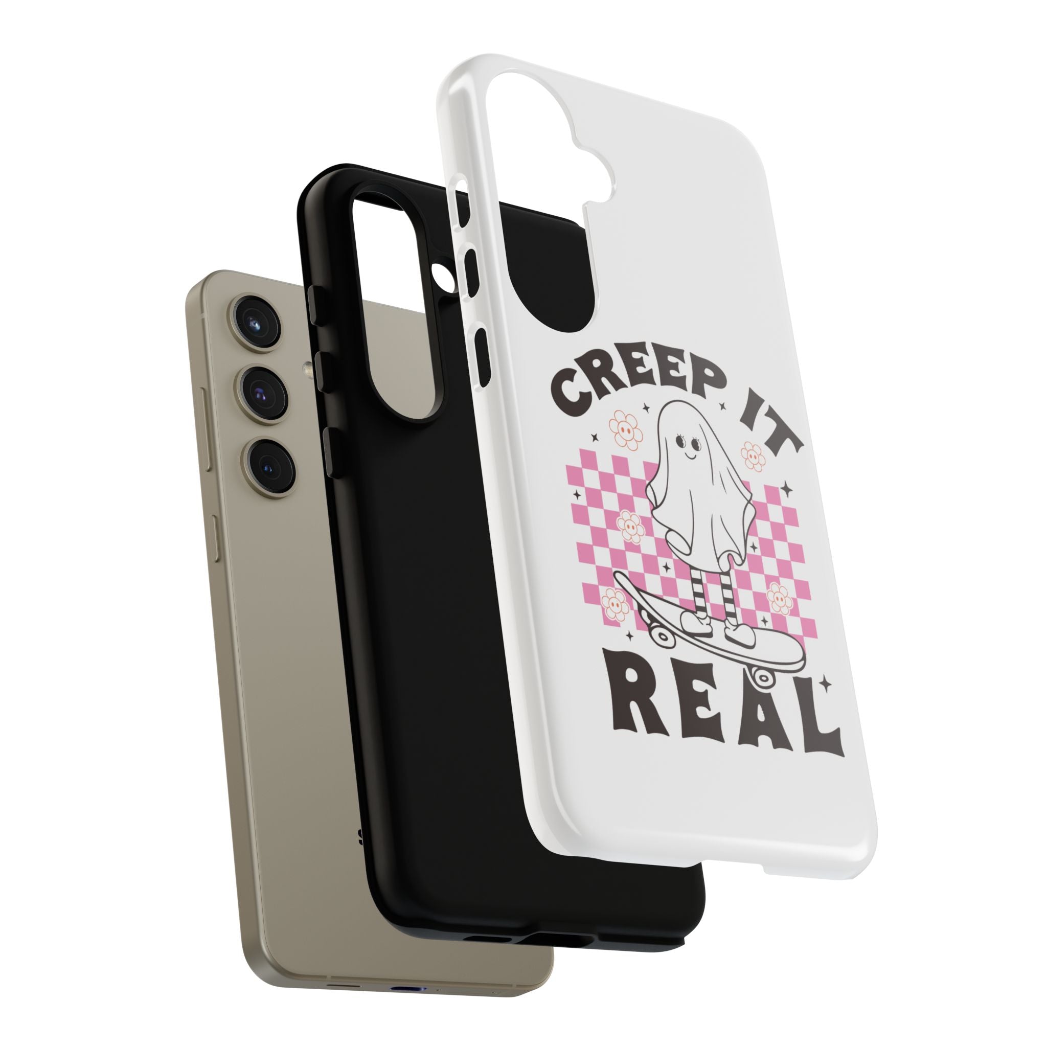Cute Ghost Phone Case - Creep It Real, Halloween Accessories, Skateboard Theme, Kawaii Gift, Fun Phone Cover