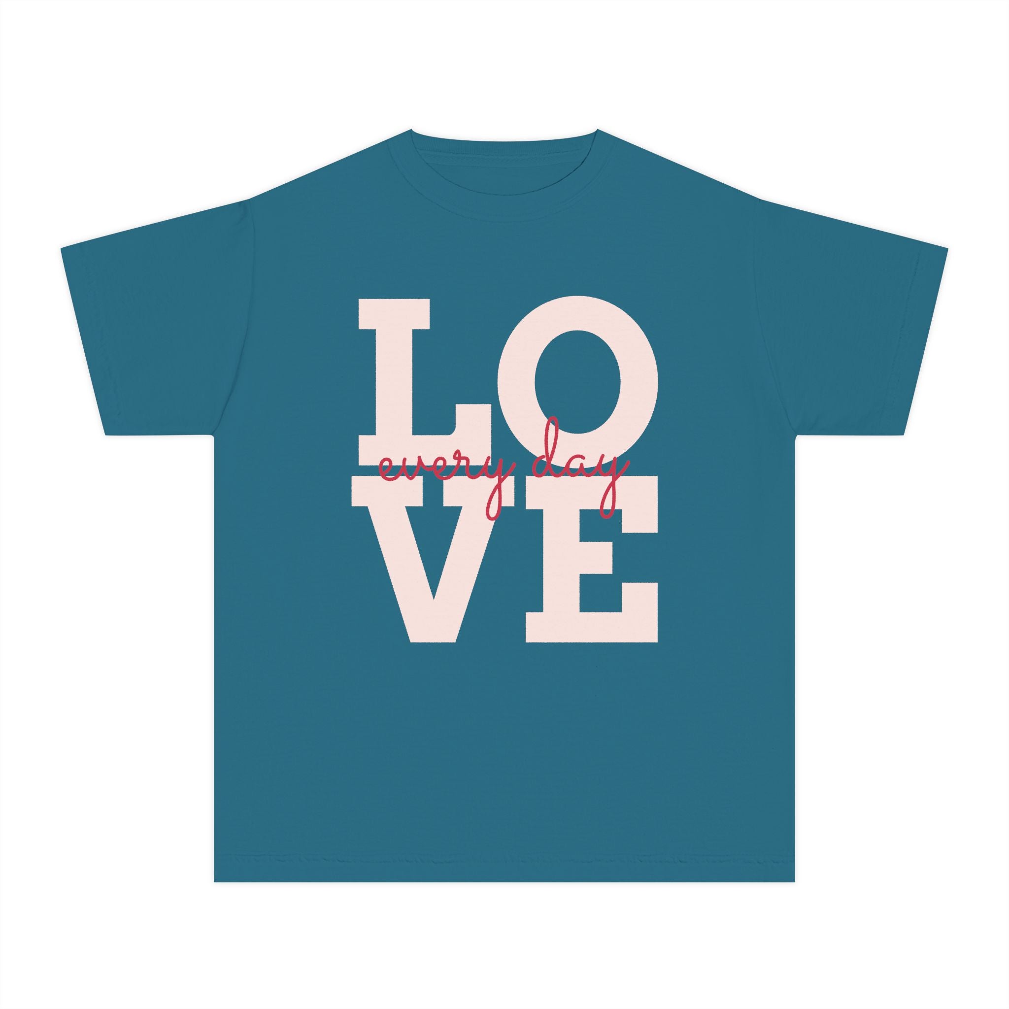 Love Every Day Youth Tee, Casual Shirt, Gift for Kids, Fun Everyday Wear, Heartfelt Message Tee, Valentine's Day