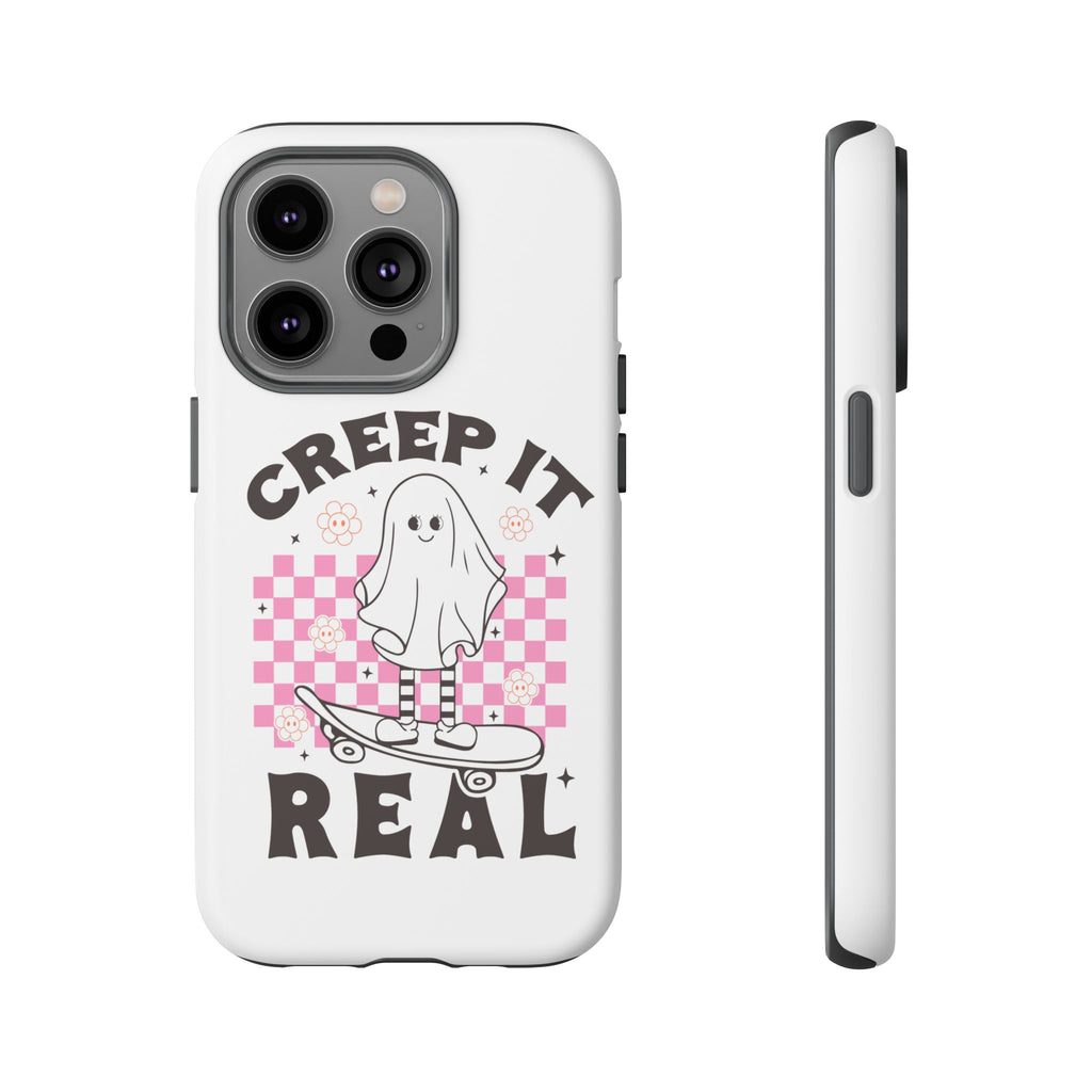 Cute Ghost Phone Case - Creep It Real, Halloween Accessories, Skateboard Theme, Kawaii Gift, Fun Phone Cover