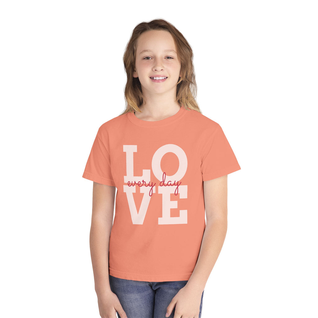 Love Every Day Youth Tee, Casual Shirt, Gift for Kids, Fun Everyday Wear, Heartfelt Message Tee, Valentine's Day