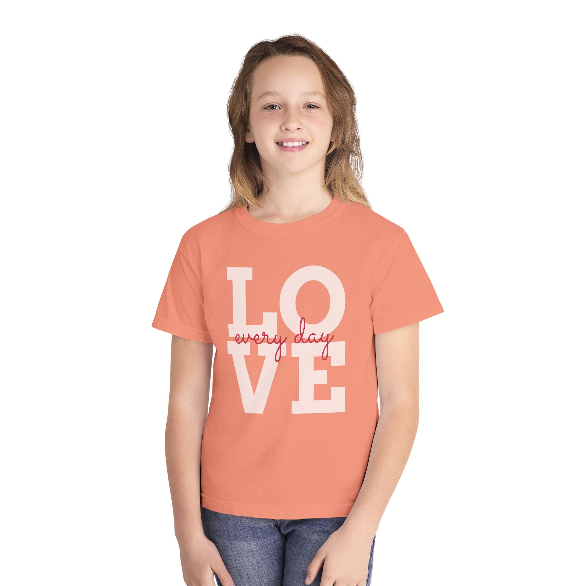 Love Every Day Youth Tee, Casual Shirt, Gift for Kids, Fun Everyday Wear, Heartfelt Message Tee, Valentine's Day
